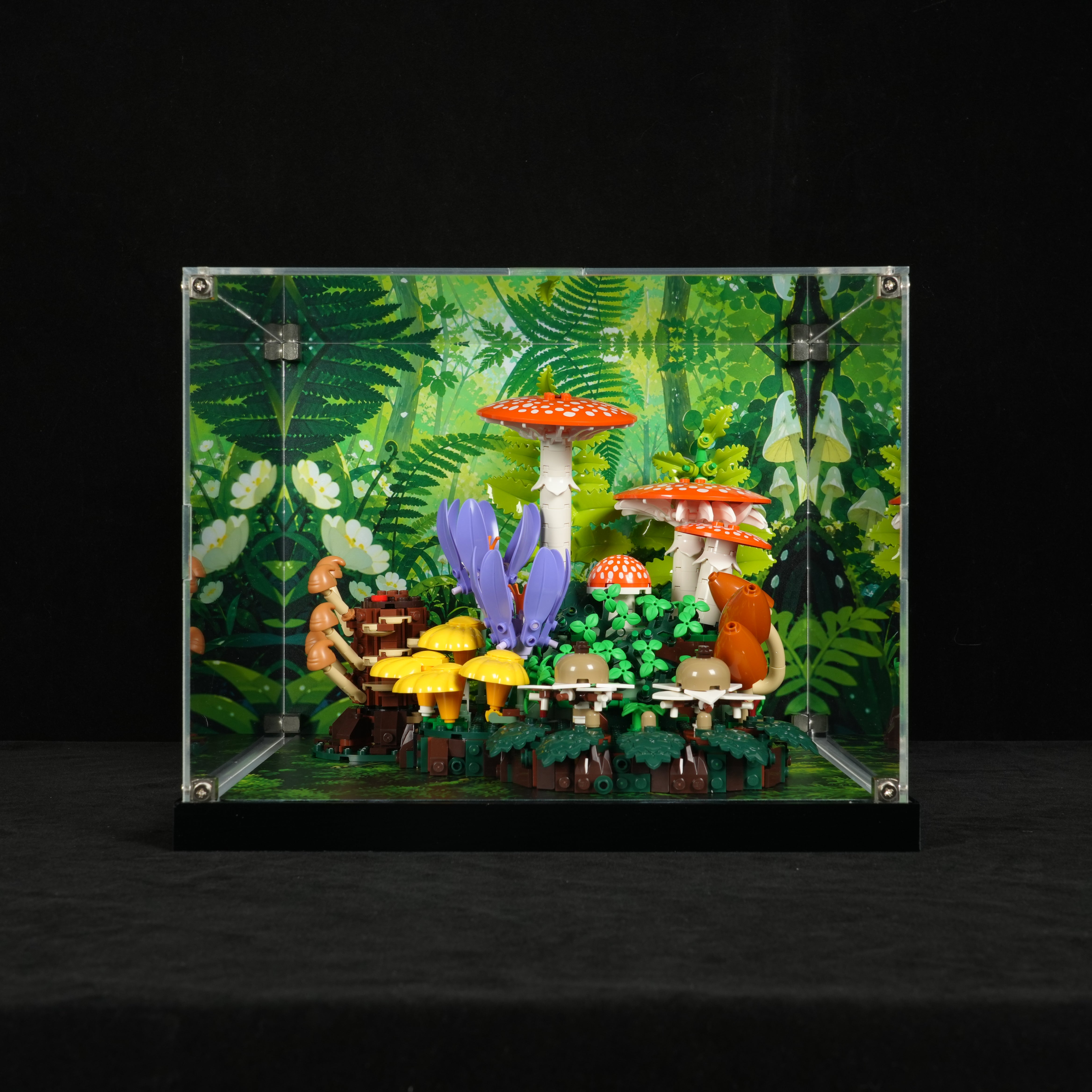 LED Light Acrylic Display Case for LEGO® Botanicals 11505 Woodland Mushrooms (LEGO® Set NOT Include)