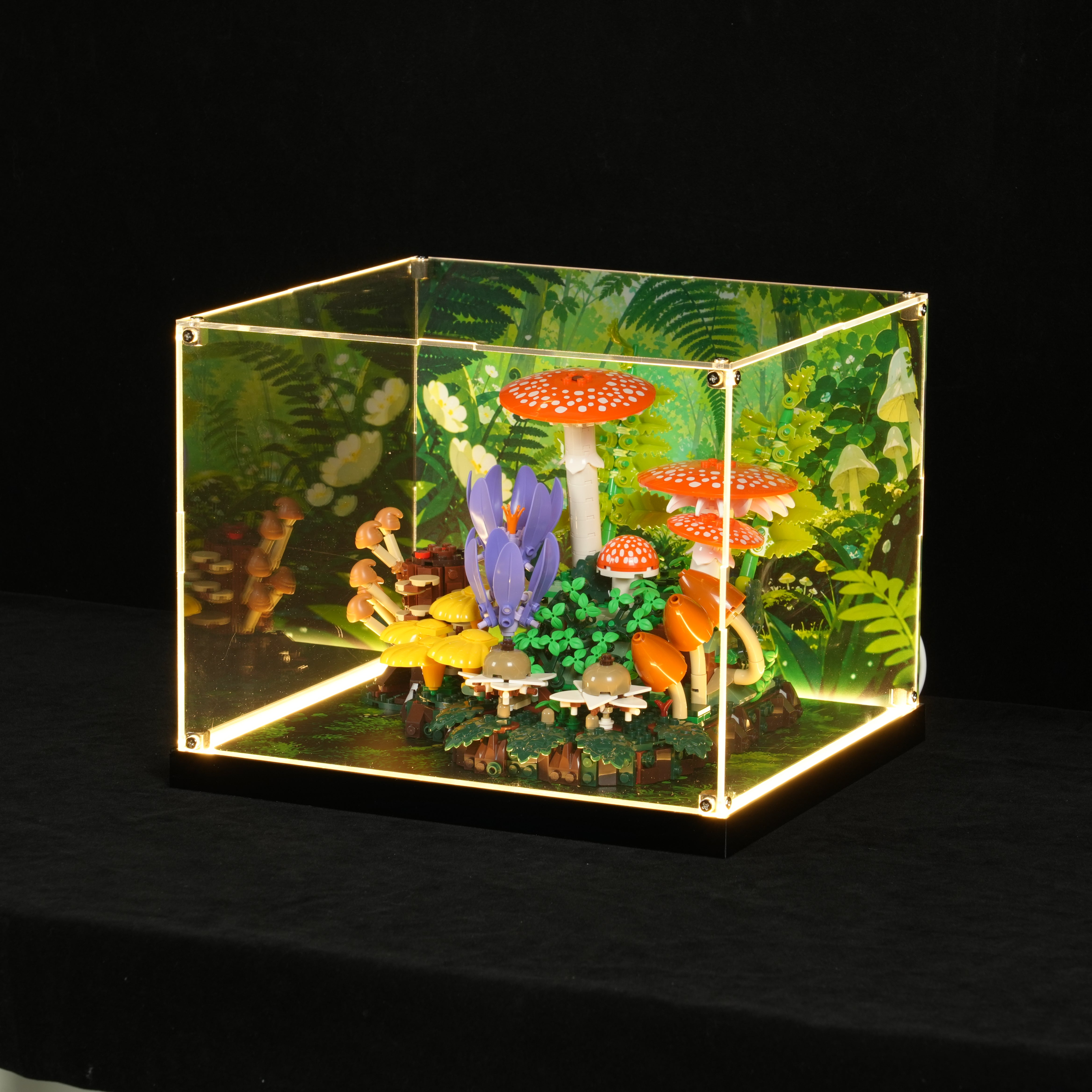LED Light Acrylic Display Case for LEGO® Botanicals 11505 Woodland Mushrooms (LEGO® Set NOT Include)