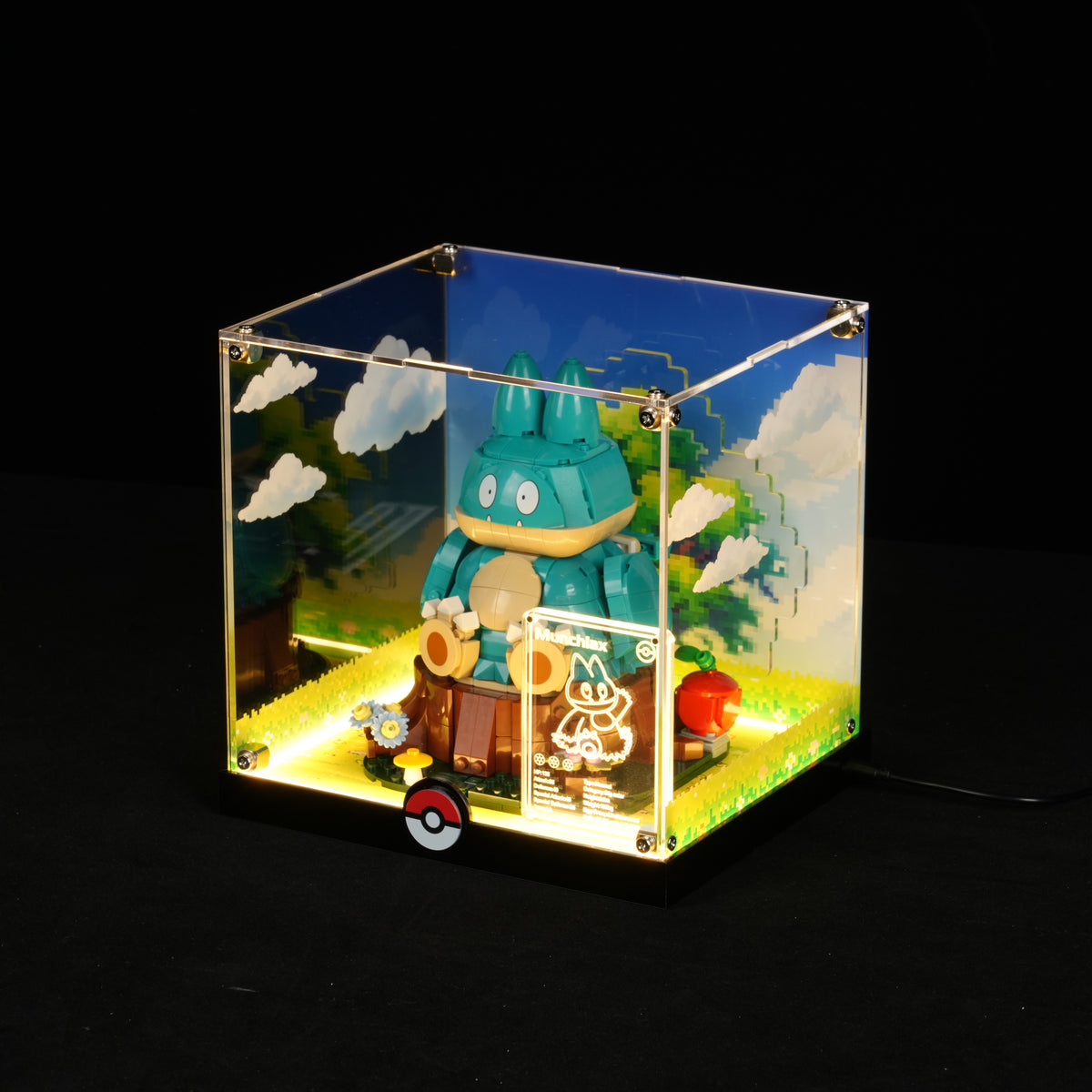 LED Light Acrylic Display Case for LEGO® Pokémon 72150 Munchlax (LEGO® Set Not Included).