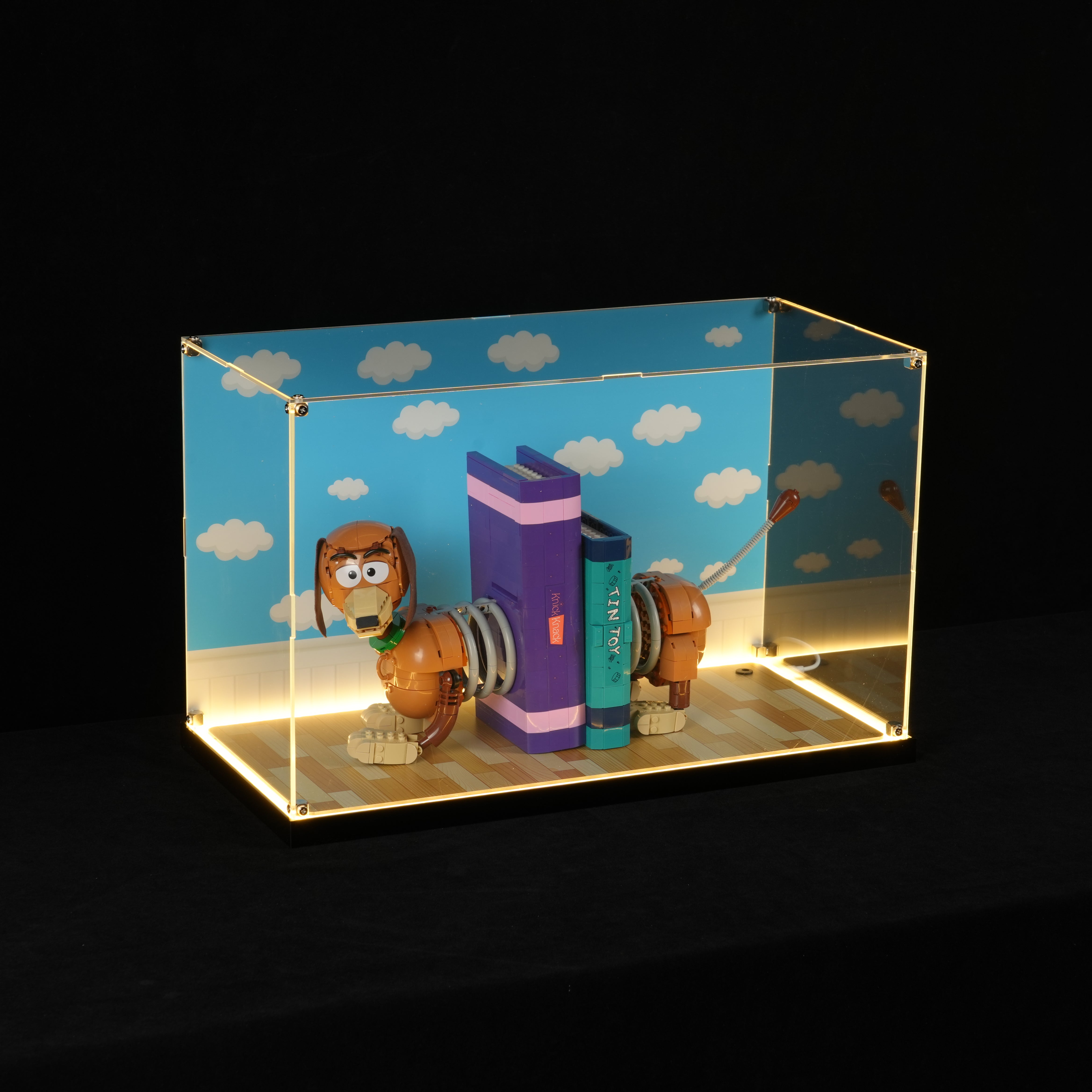 LED Light Acrylic Display Case for LEGO® Disney™ 43301 Toy Story Slinky Dog Bookends (LEGO® Set NOT Include)