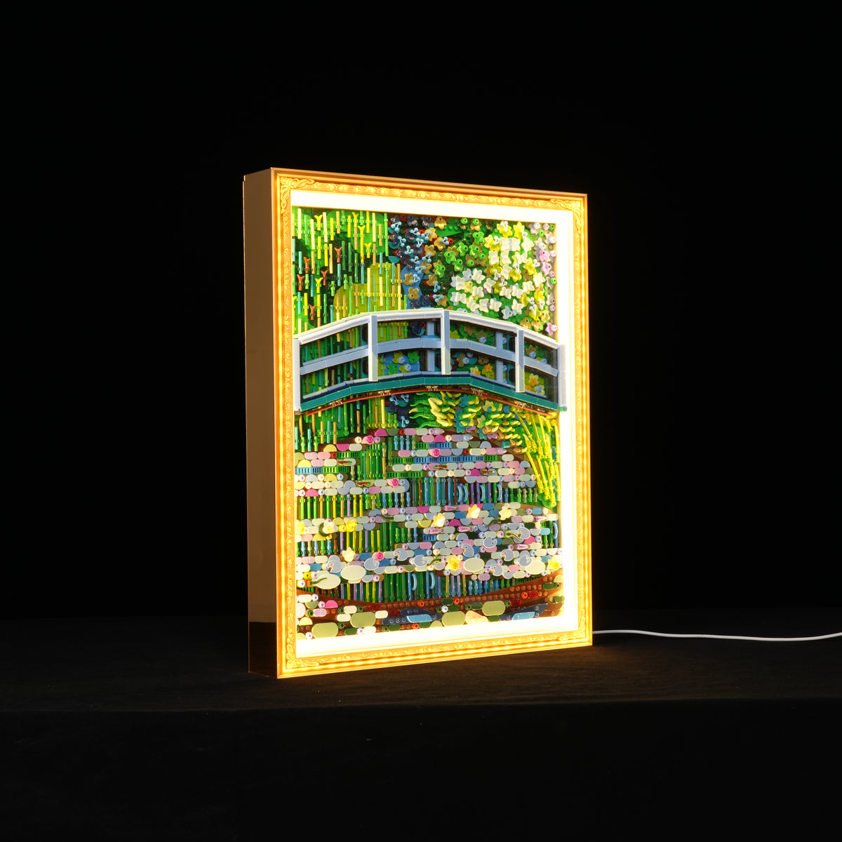 LED Light Acrylic Display Case for LEGO® Art 31220 Claude Monet – Bridge over a Pond of Water Lilies(LEGO® Set NOT Include)