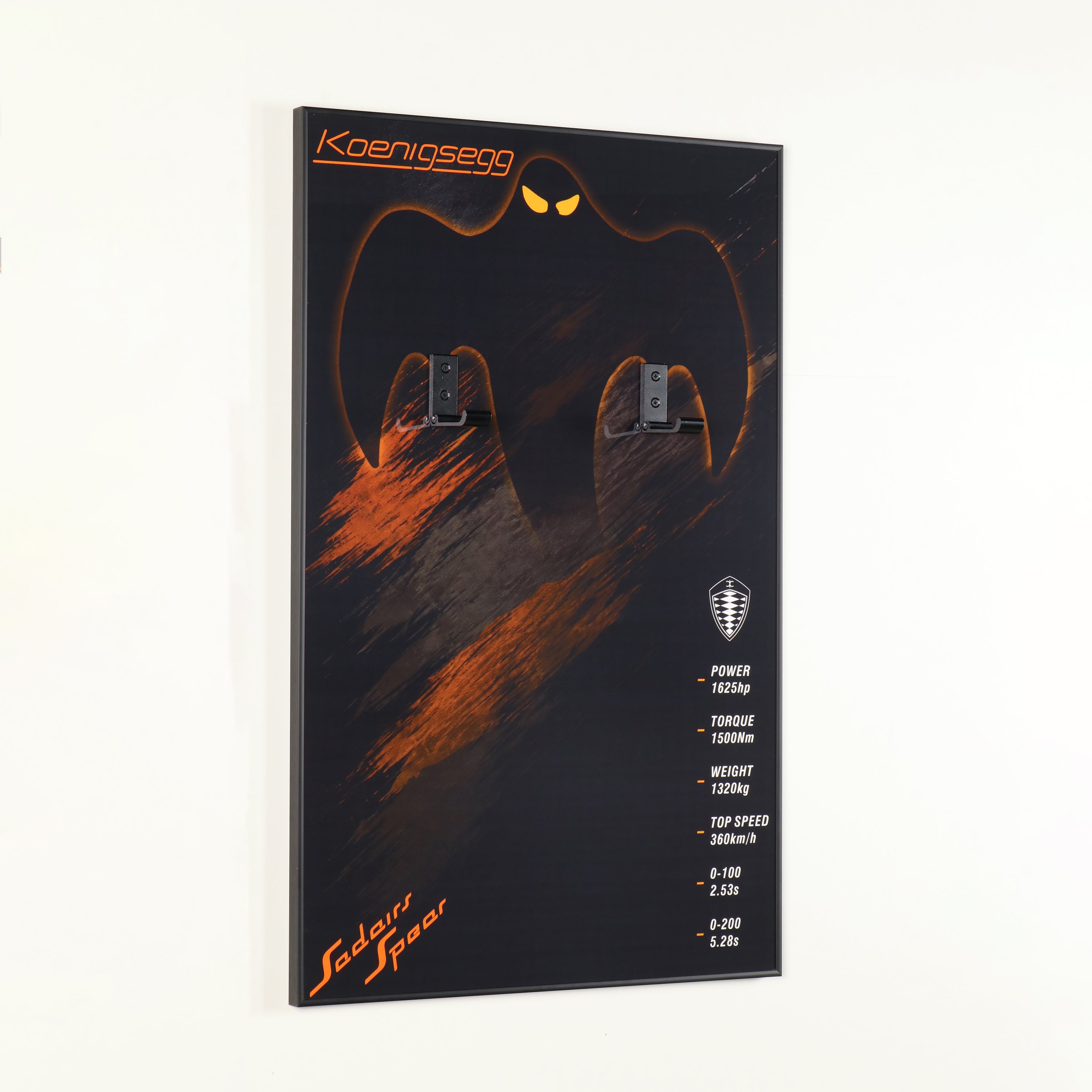 Acrylic Display Wall Mount for Technic 42232 Koenigsegg Sadair's Spear Megacar (LEGO® Set Not Included).