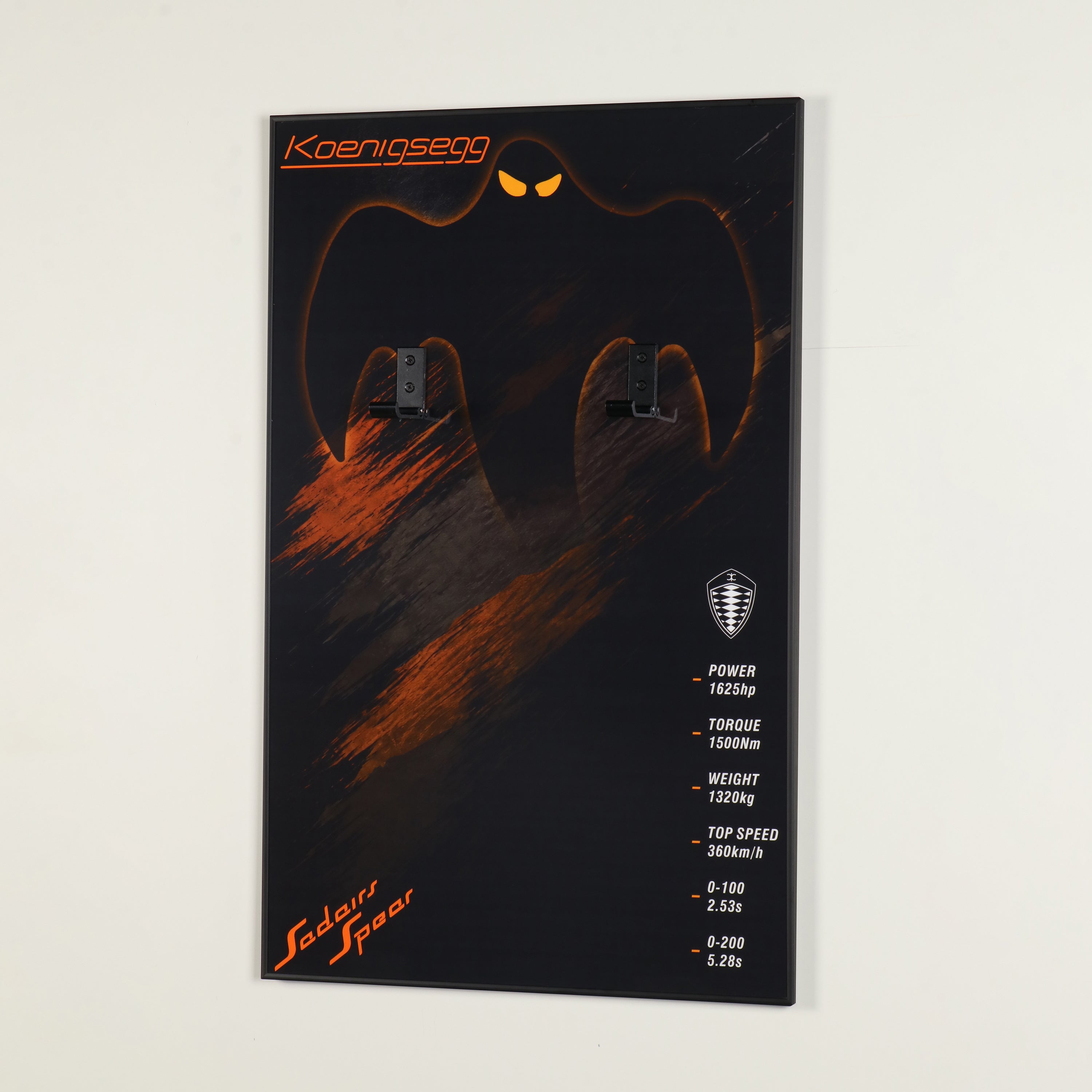 Acrylic Display Wall Mount for Technic 42232 Koenigsegg Sadair's Spear Megacar (LEGO® Set Not Included).