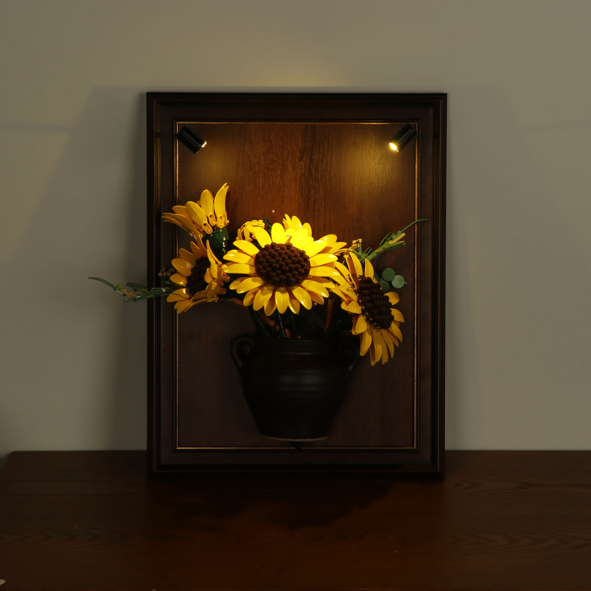 LED Light Display Wall Mount for LEGO® Botanicals 11502 Sunflower Bouquet (LEGO® Set NOT Included)