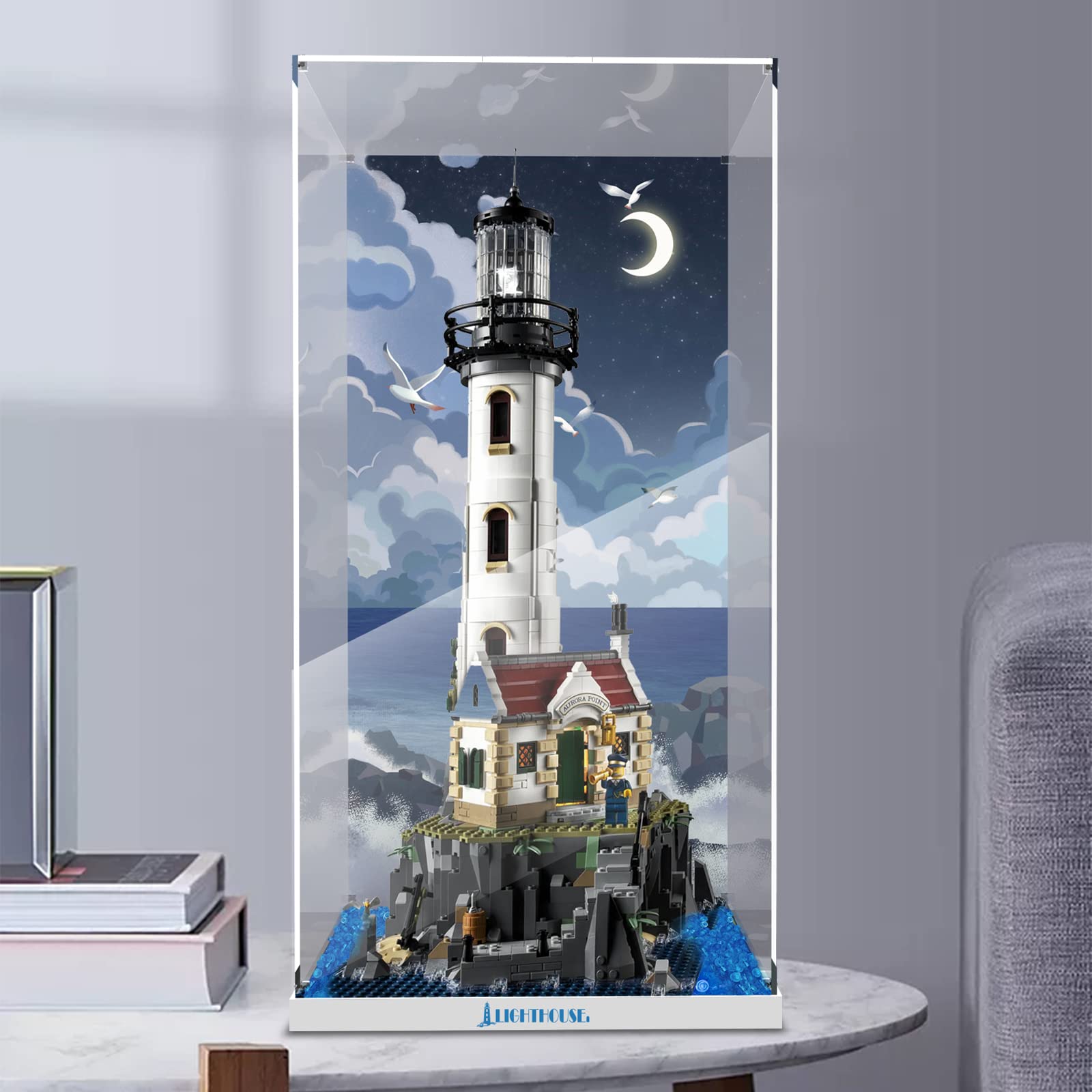 Acrylic Display Case for LEGO Ideas 21335 Motorized Lighthouse (Lego Set Not Included).