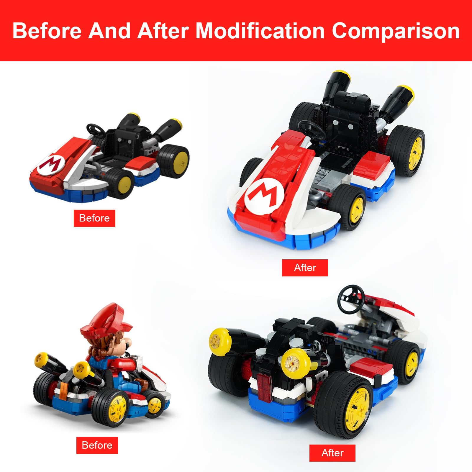 Remote Control Power Kit for LEGO 72037 Super Mario - Mario Kart – Mario & Standard Kart (LEGO Set Not Included)