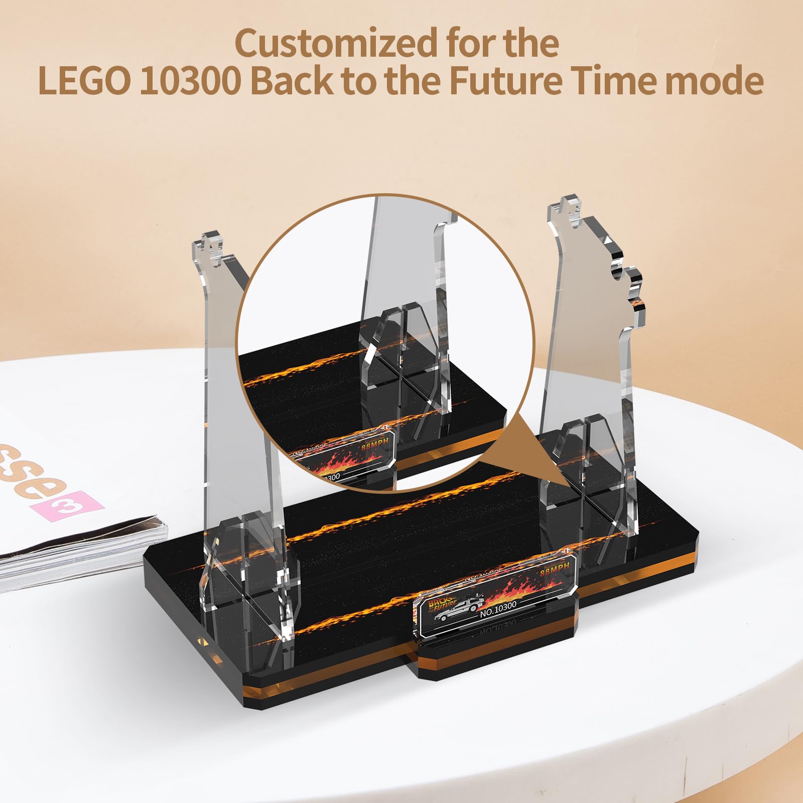 Acrylic Display Stand for Lego Icons 10300 Back to the Future (Lego set Not Included)