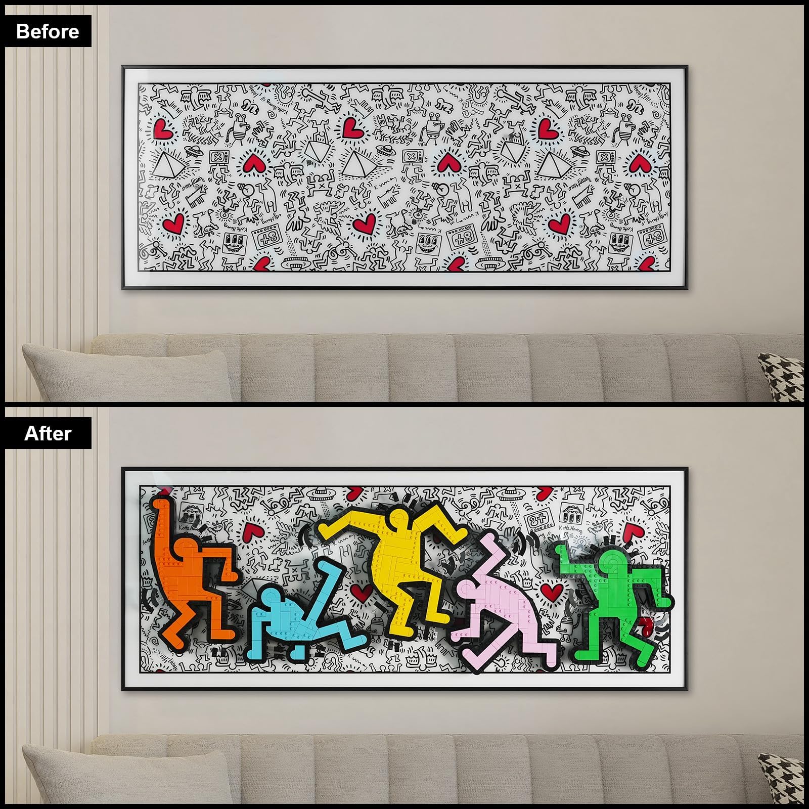 Acrylic Display Wall Mount for Lego Art 31216 Keith Haring Dancing Figures