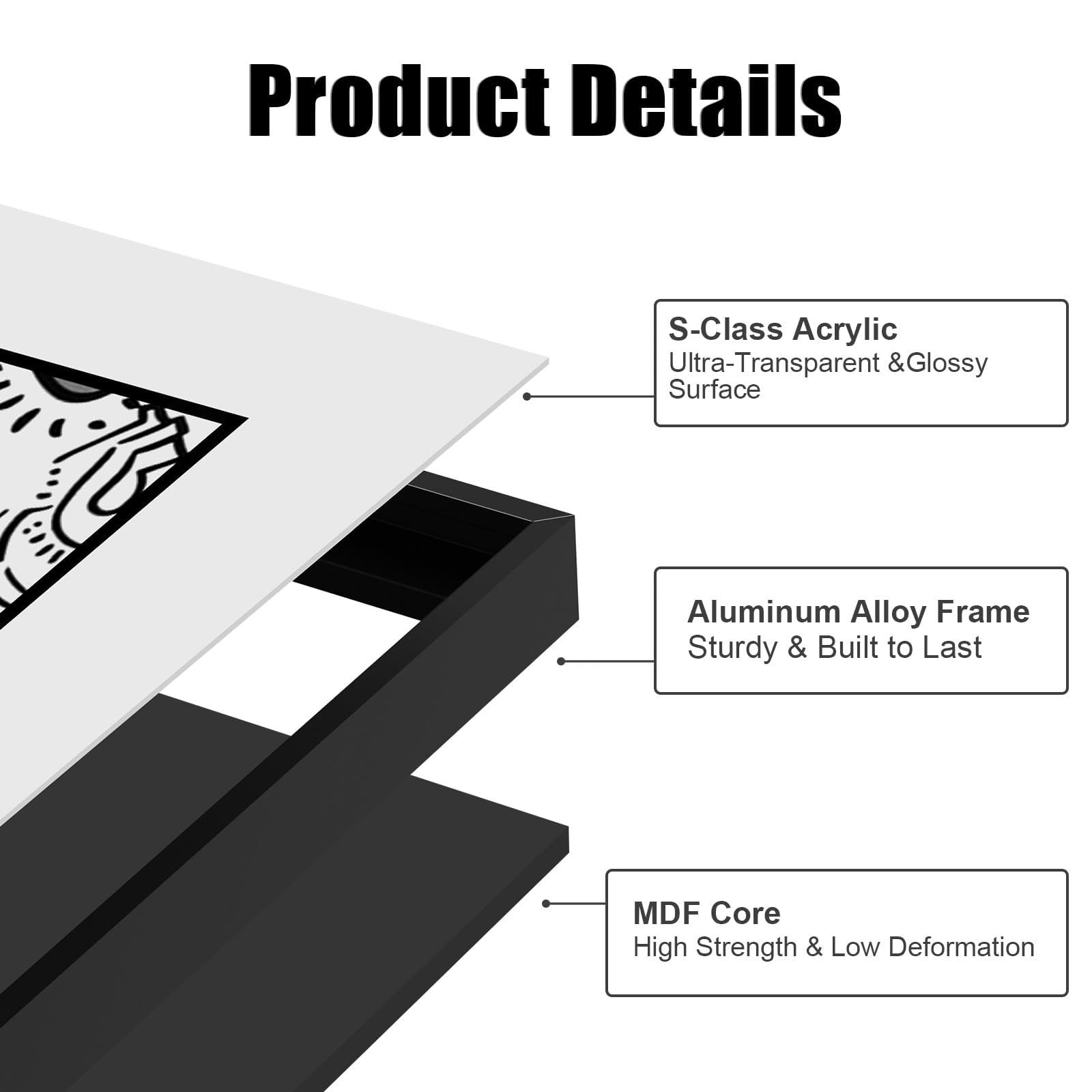 Acrylic Display Wall Mount for Lego Art 31216 Keith Haring Dancing Figures