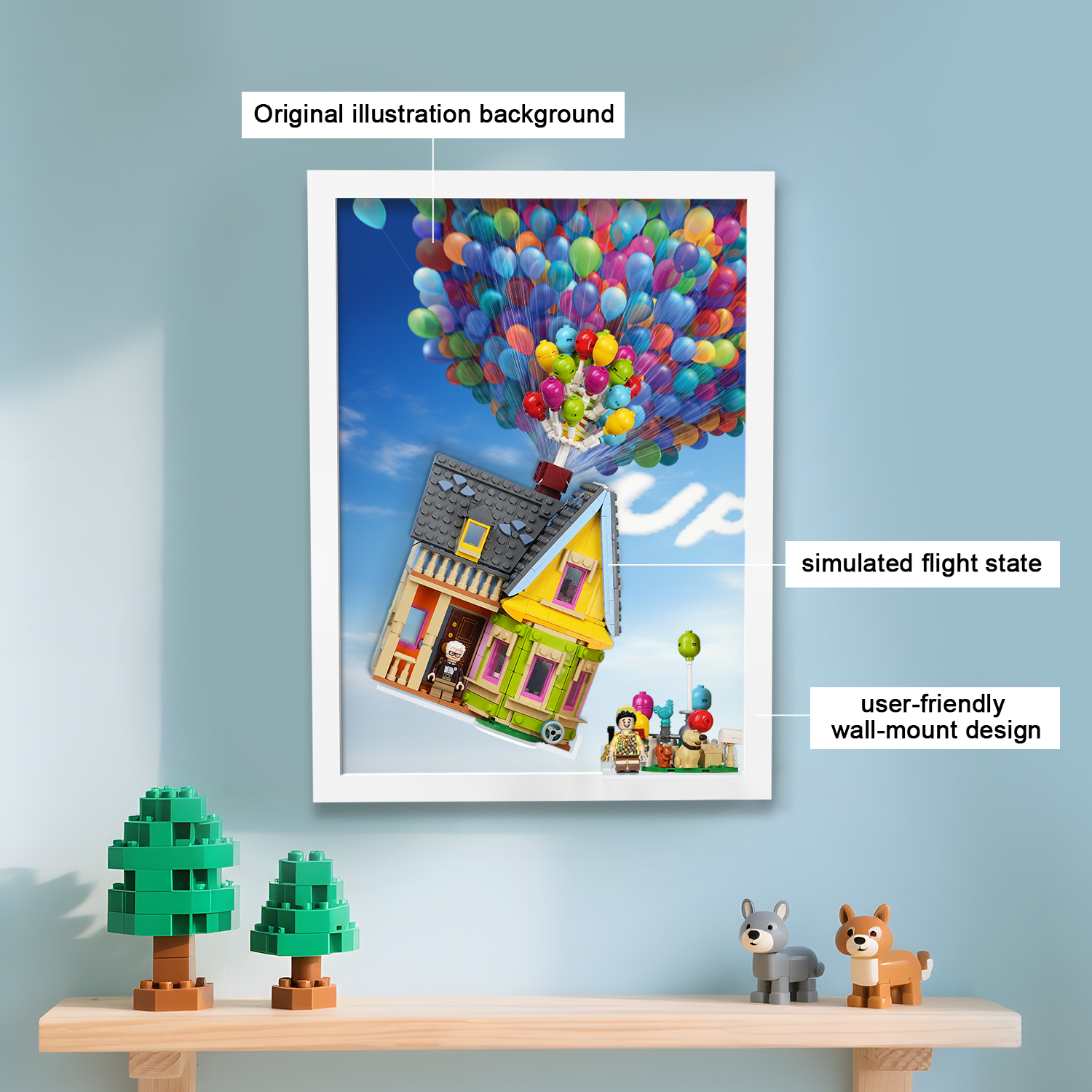 Acrylic Display Wall Mount for LEGO® Disney™ 43217 UP HOUSE (LEGO Set Not Included)