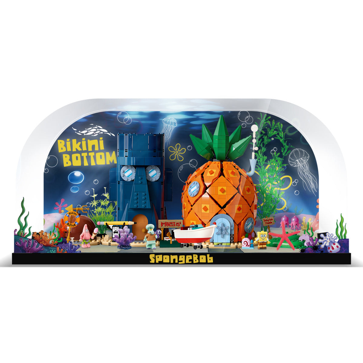 One-Piece Design LED Light Acrylic Display Case for LEGO® Icons 11386 SpongeBob SquarePants™: Bikini Bottom (LEGO® Set Not Included)