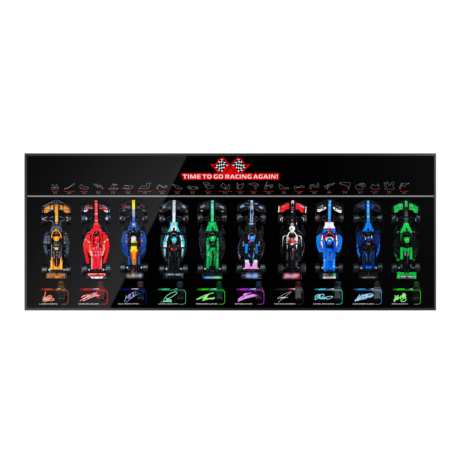 (Lego set Not Included) Display Wall Mount for Lego Speed Champions 66802 Horizontal arrangement
