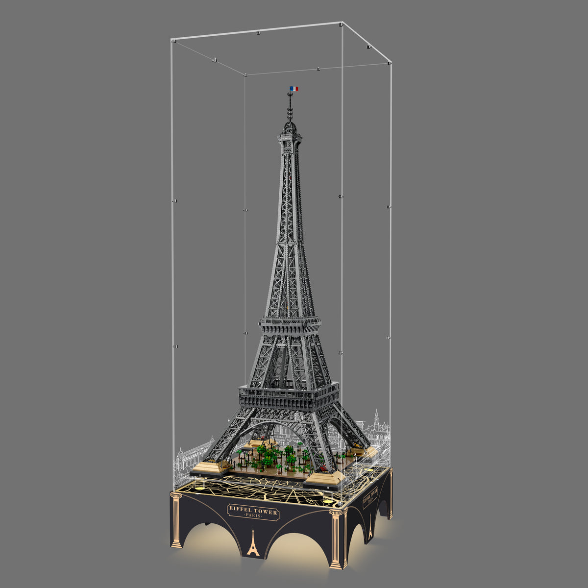LED Light Acrylic Display Case for LEGO® Icons 10307 Eiffel tower (LEGO® Set Not Included)