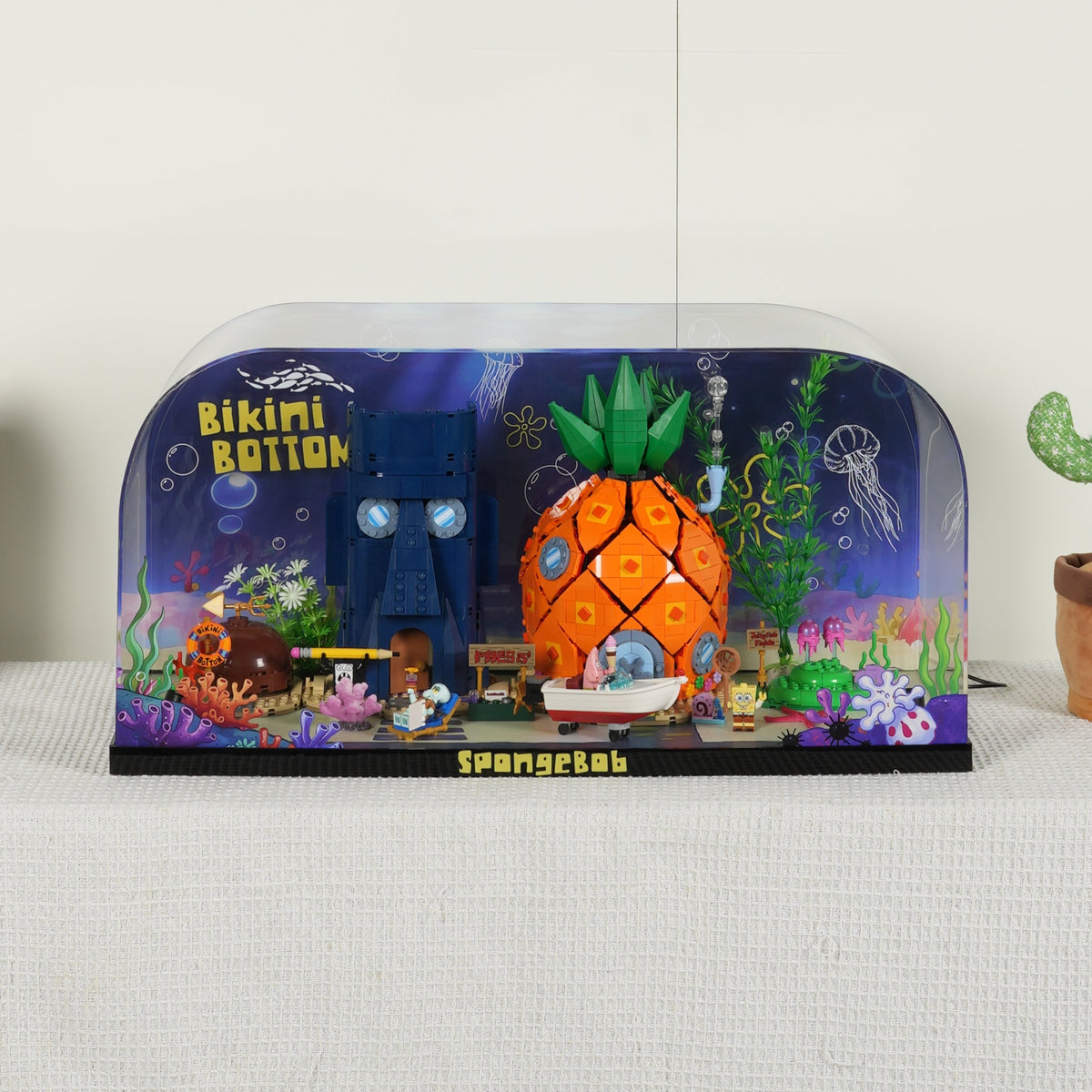 One-Piece Design LED Light Acrylic Display Case for LEGO® Icons 11386 SpongeBob SquarePants™: Bikini Bottom (LEGO® Set Not Included)