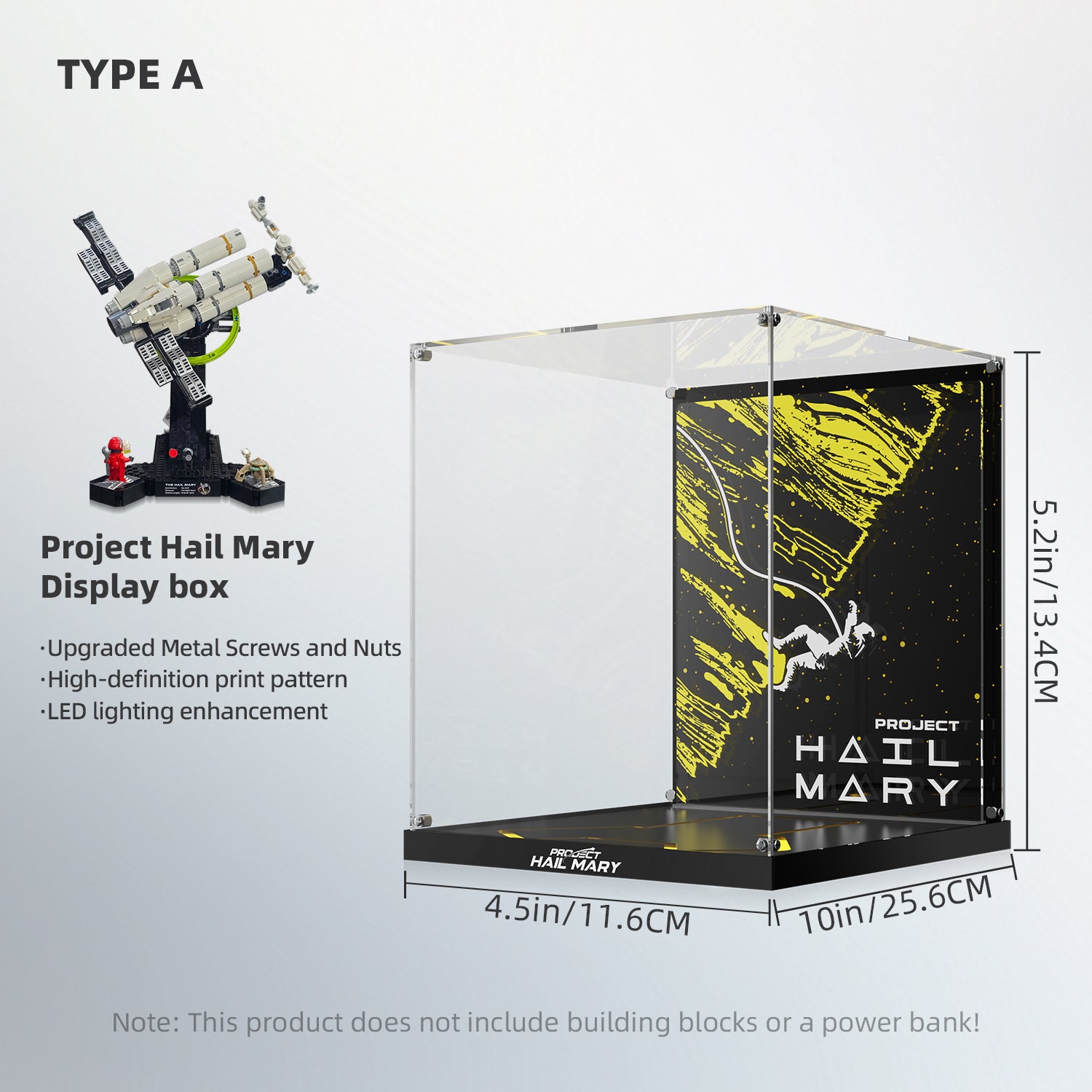 LED Light Acrylic Display Case for LEGO® Icons 11389 Project Hail Mary (LEGO® Set NOT Include)