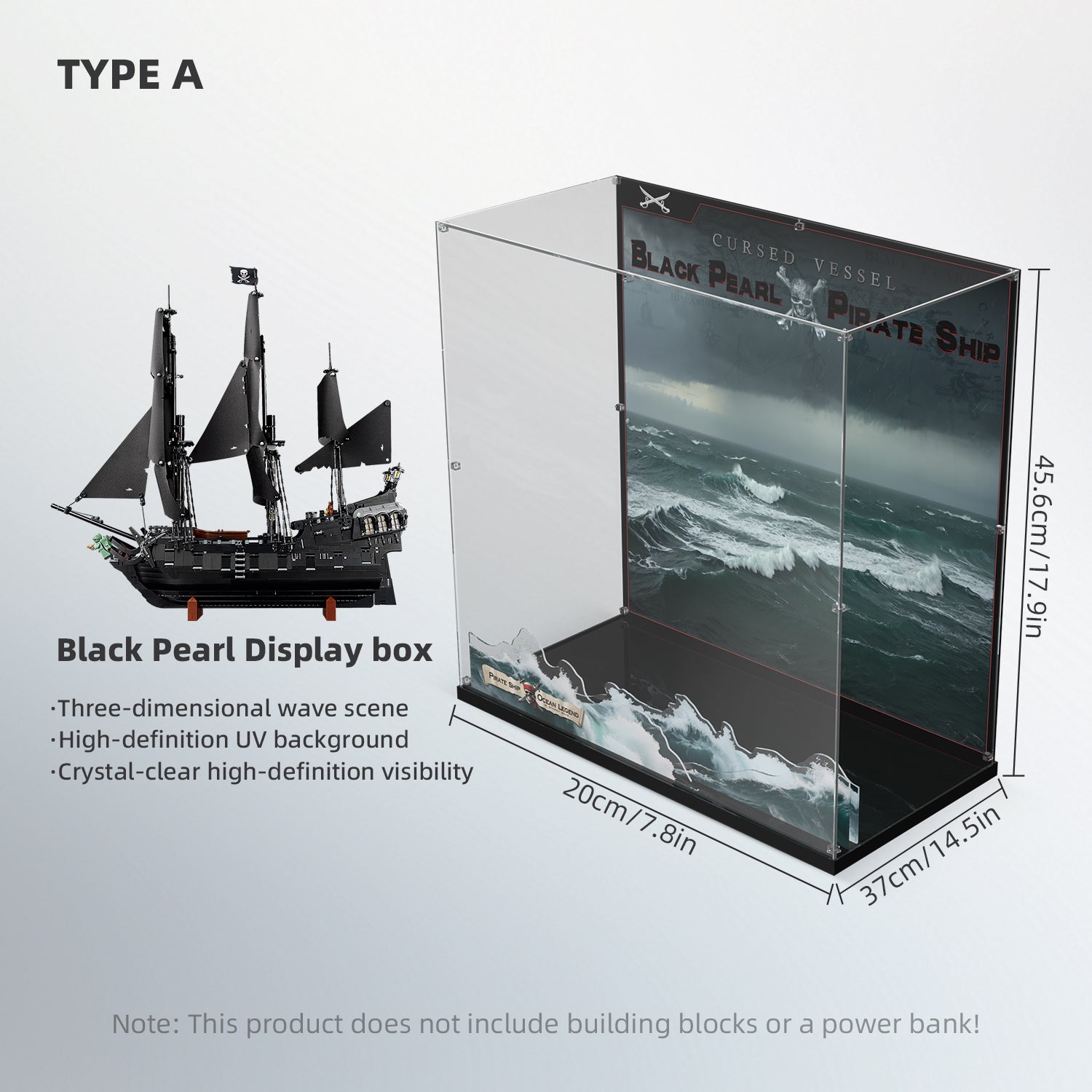 Acrylic Display Case for LEGO® Icons 10365 Movie-accurate Jack Sparrow's Pirate Ship (LEGO® Set NOT Include)