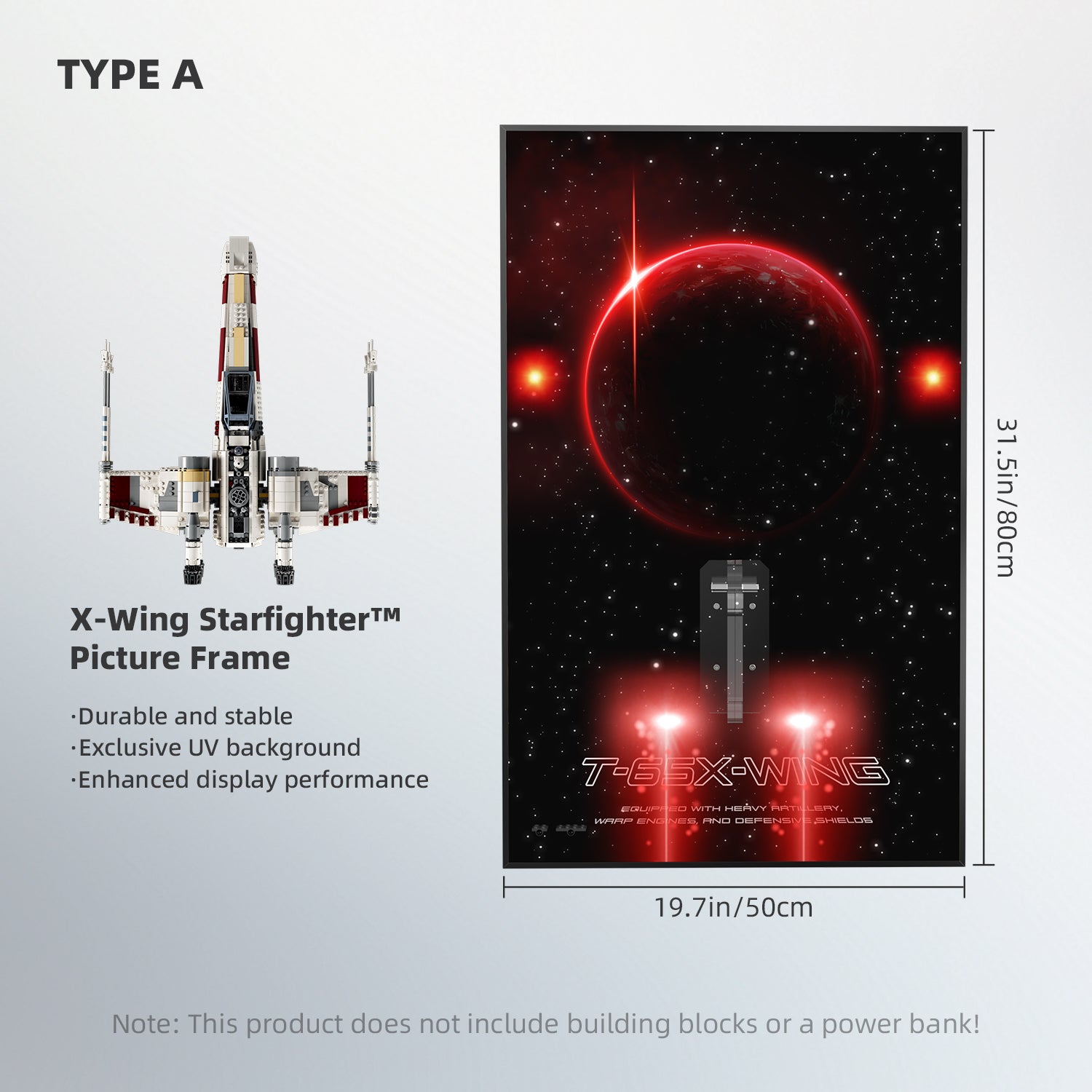 Acrylic Display Wall Mount For LEGO® Star Wars 75355 X-Wing Starfighter™ (LEGO® Set Not Included)