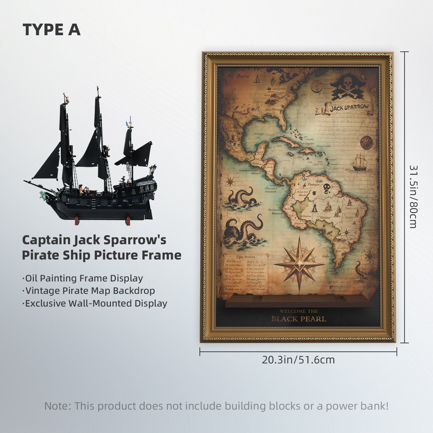 Display Wall Mount for LEGO® Icons 10365 Captain Jack Sparrow's Pirate Ship ( LEGO® Set Not Included)