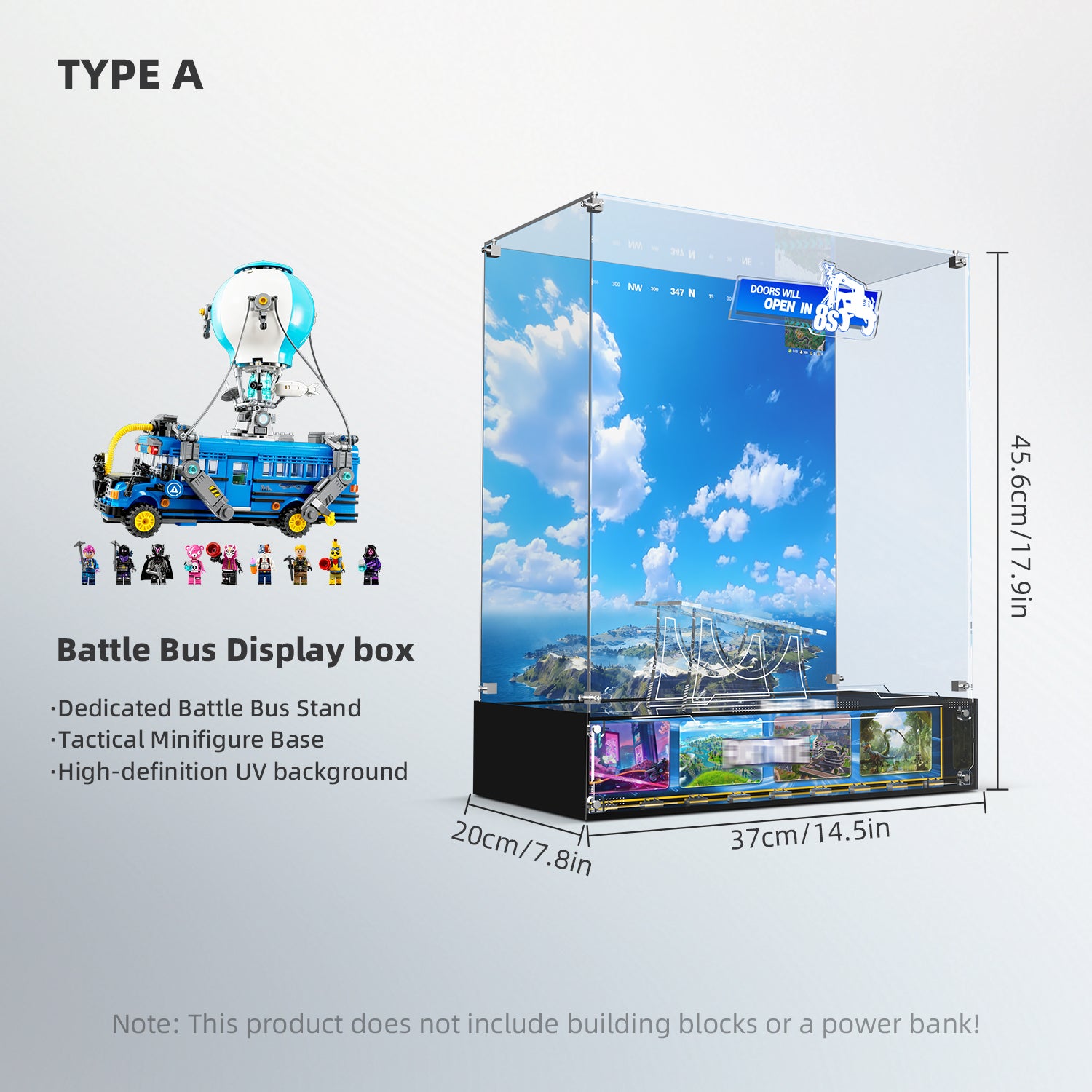 Acrylic Display Case for LEGO® Fortnite 77073 Battle Bus (LEGO® Set NOT Include)