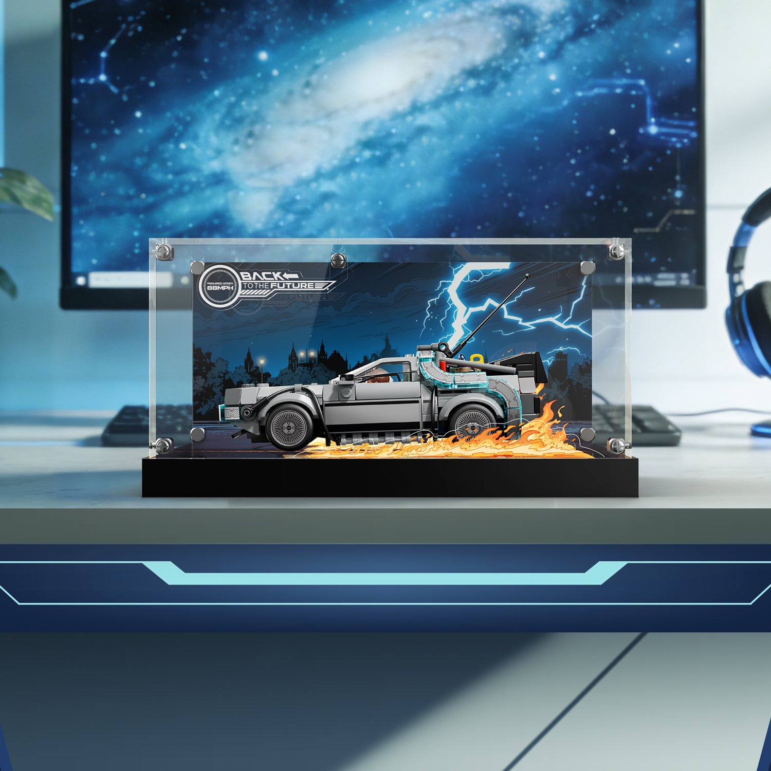 LED Display Case for LEGO® 77256 Back to the Future Time Machine