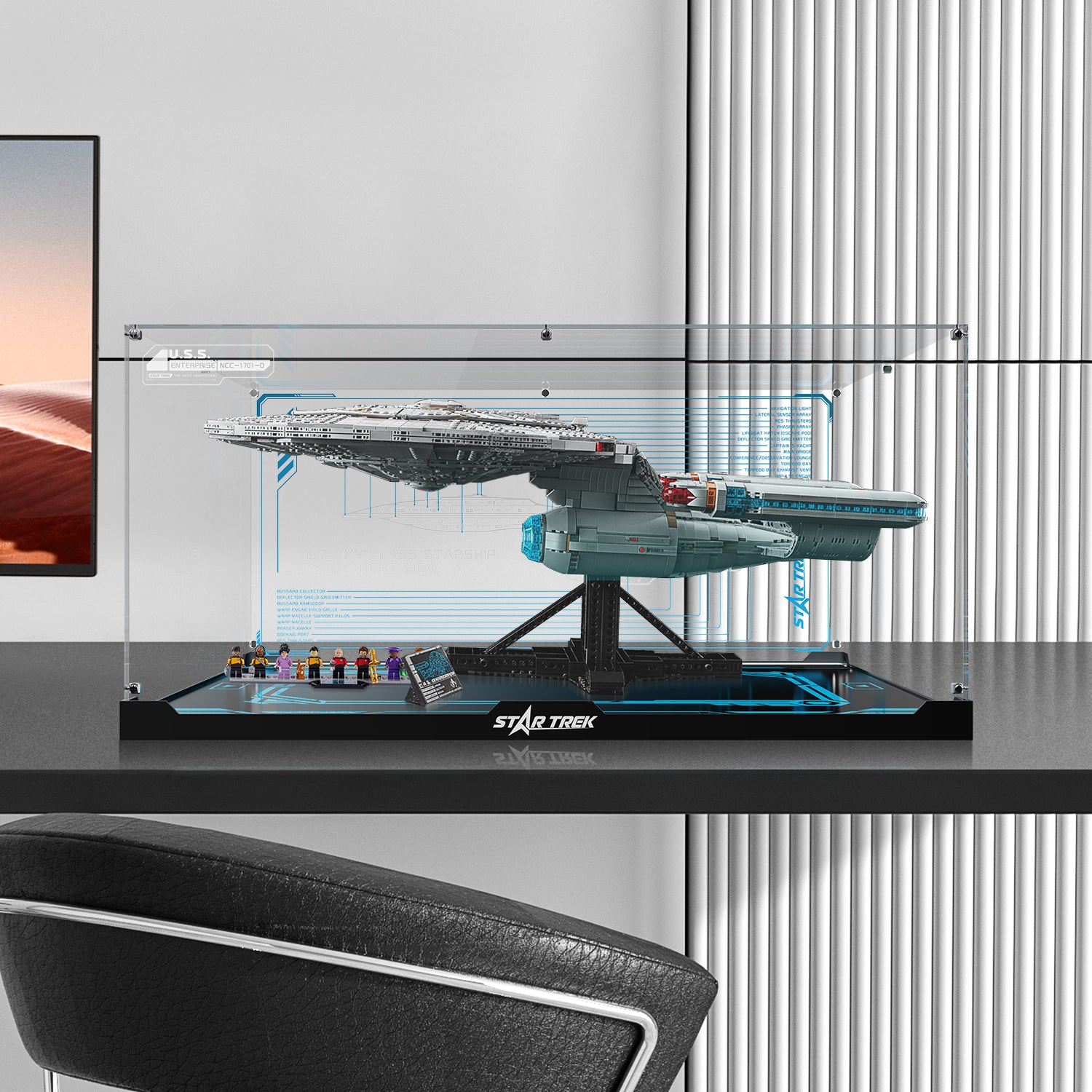 LED Light Acrylic Display Case for LEGO® Icons 10356 Star Trek: U.S.S. Enterprise NCC-1701-D™ (LEGO® Set Not Included).