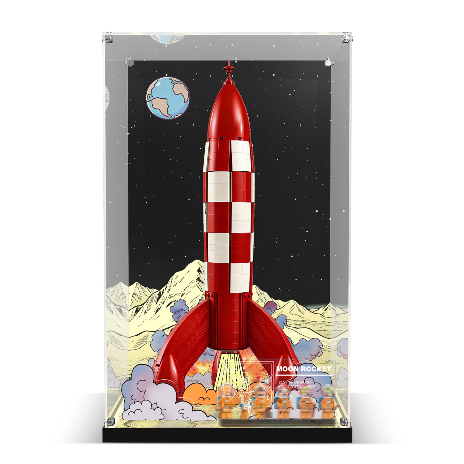 LED Light Acrylic Display Case for LEGO® Ideas 21367 Tintin® Moon Rocket  (LEGO® Set NOT Include)