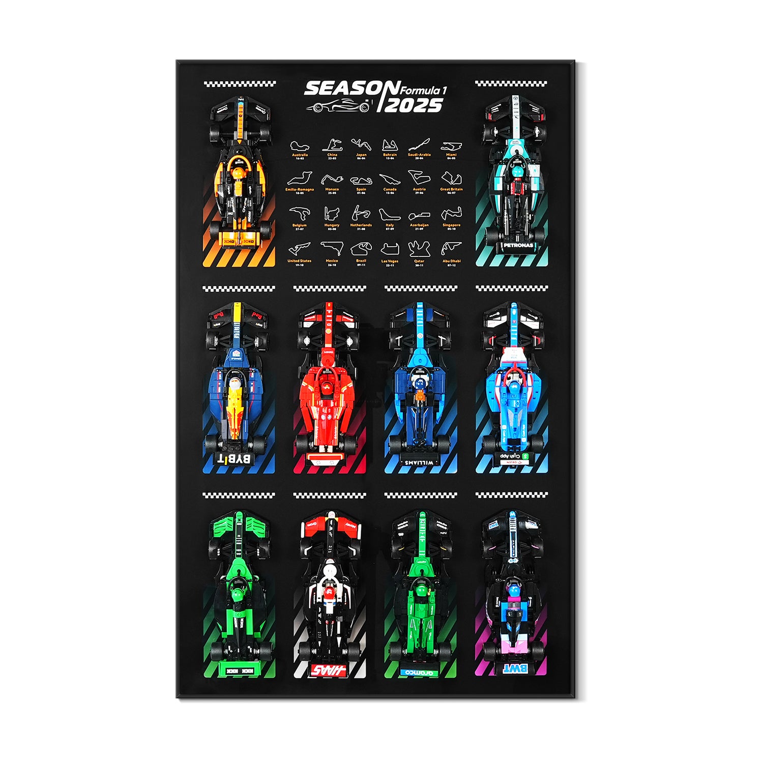 Display Wall Mount 2025 for LEGO® Speed Champions 66802 (77422-77251) F1 Car Ultimate Formula 1 Collector's Pack (LEGO® Set NOT Include)