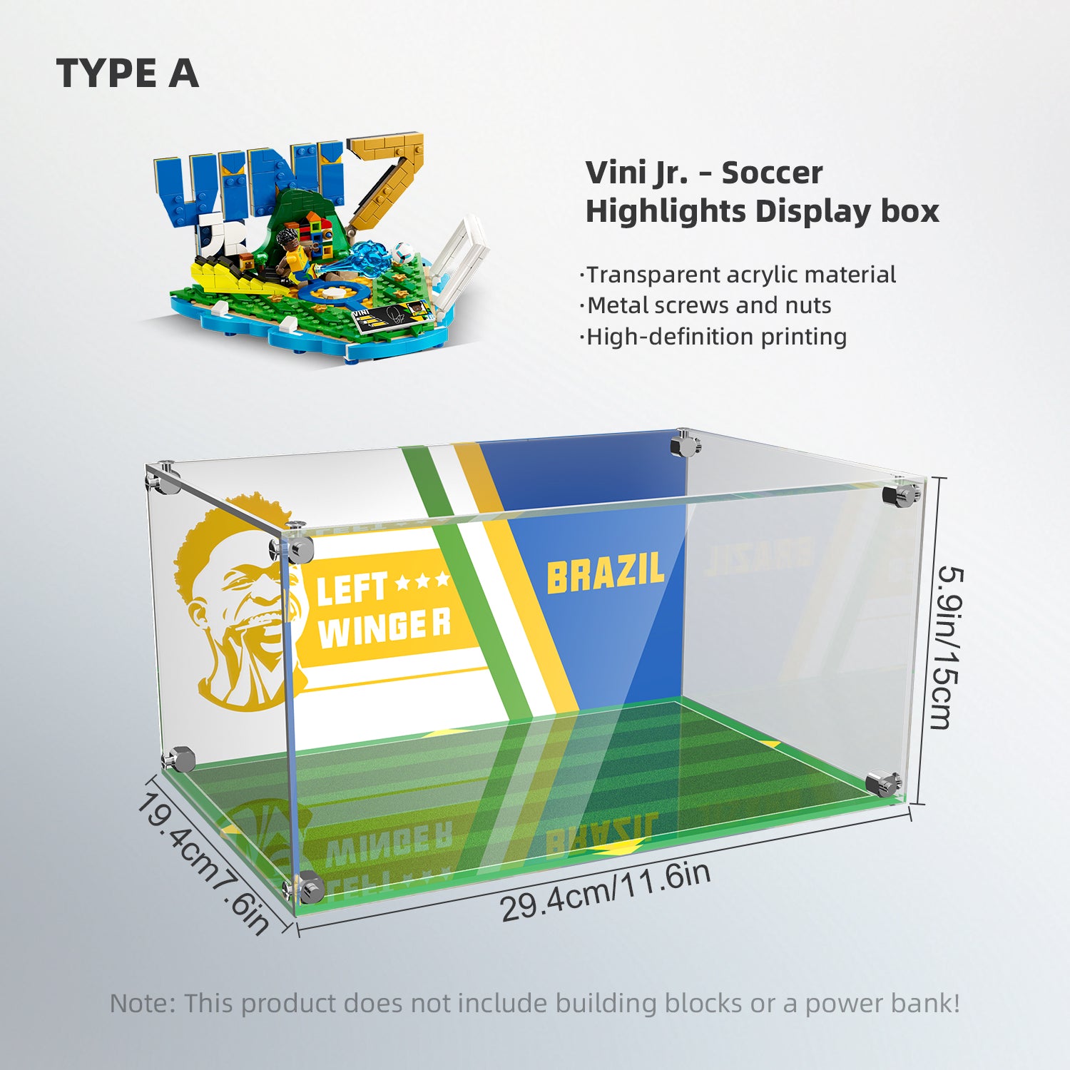 Acrylic Display Case for LEGO® Editions 43027 Vini Jr. – Football Highlights (LEGO® Set NOT Included)