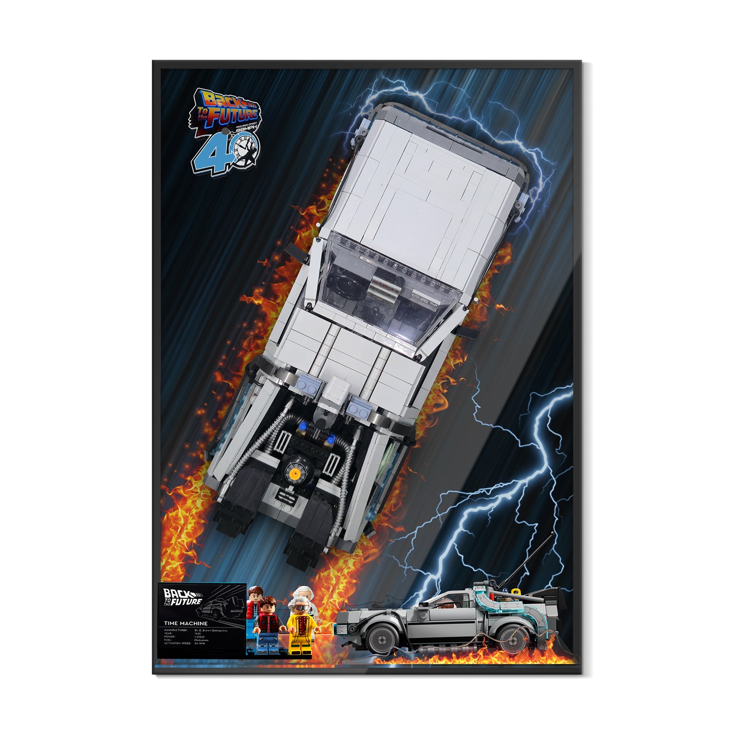 Acrylic Display Wall Mount For LEGO® Icons 10300 & 77256 Back To The Future  (LEGO® Set NOT Include)