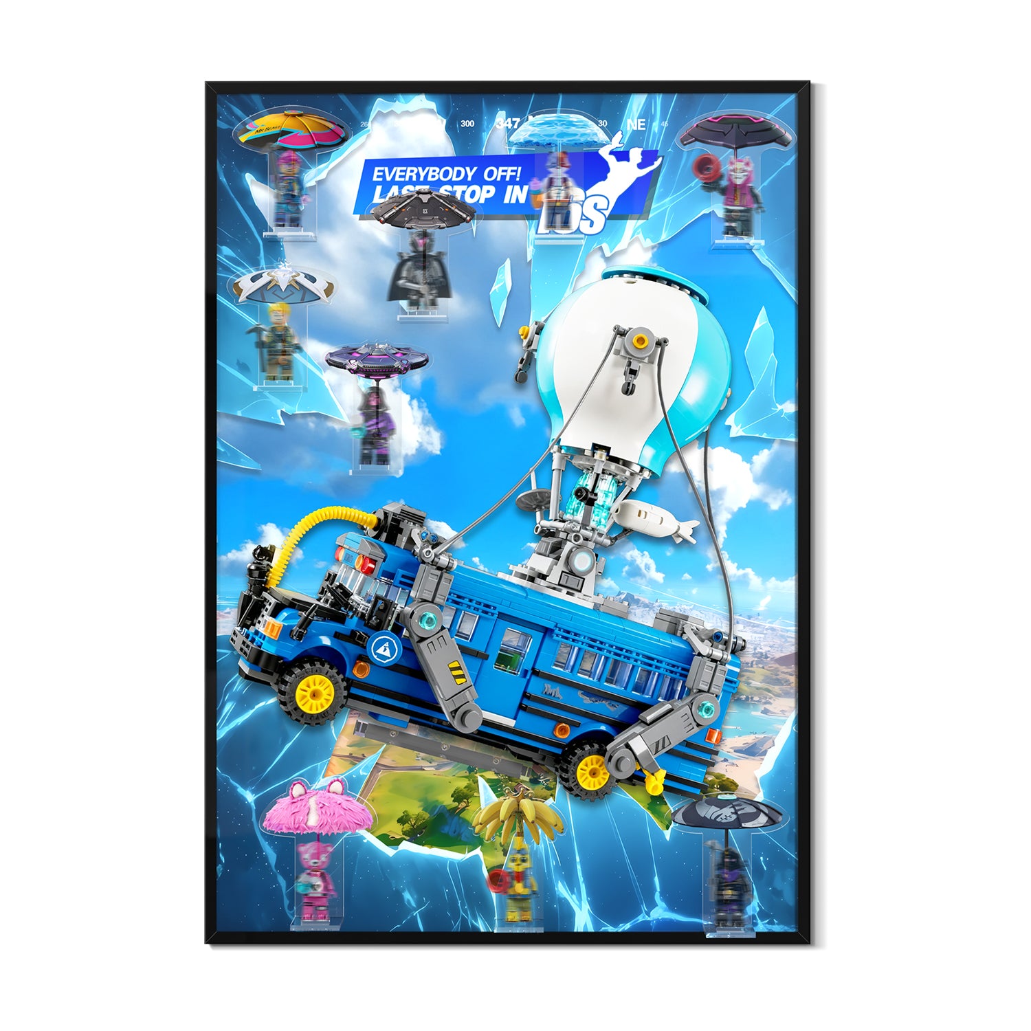 Acrylic Display Wall Mount for LEGO® Fortnite 77073 Battle Bus (LEGO® set Not Included).