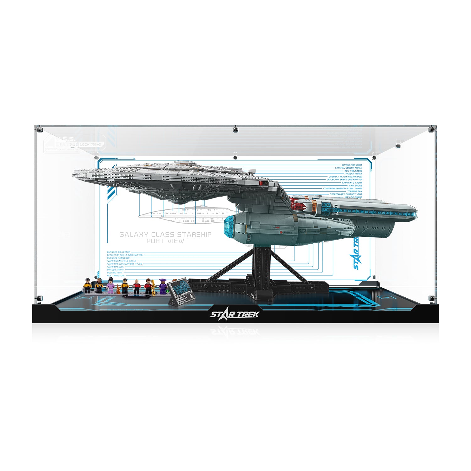 LED Light Acrylic Display Case for LEGO® Icons 10356 Star Trek: U.S.S. Enterprise NCC-1701-D™ (LEGO® Set Not Included).
