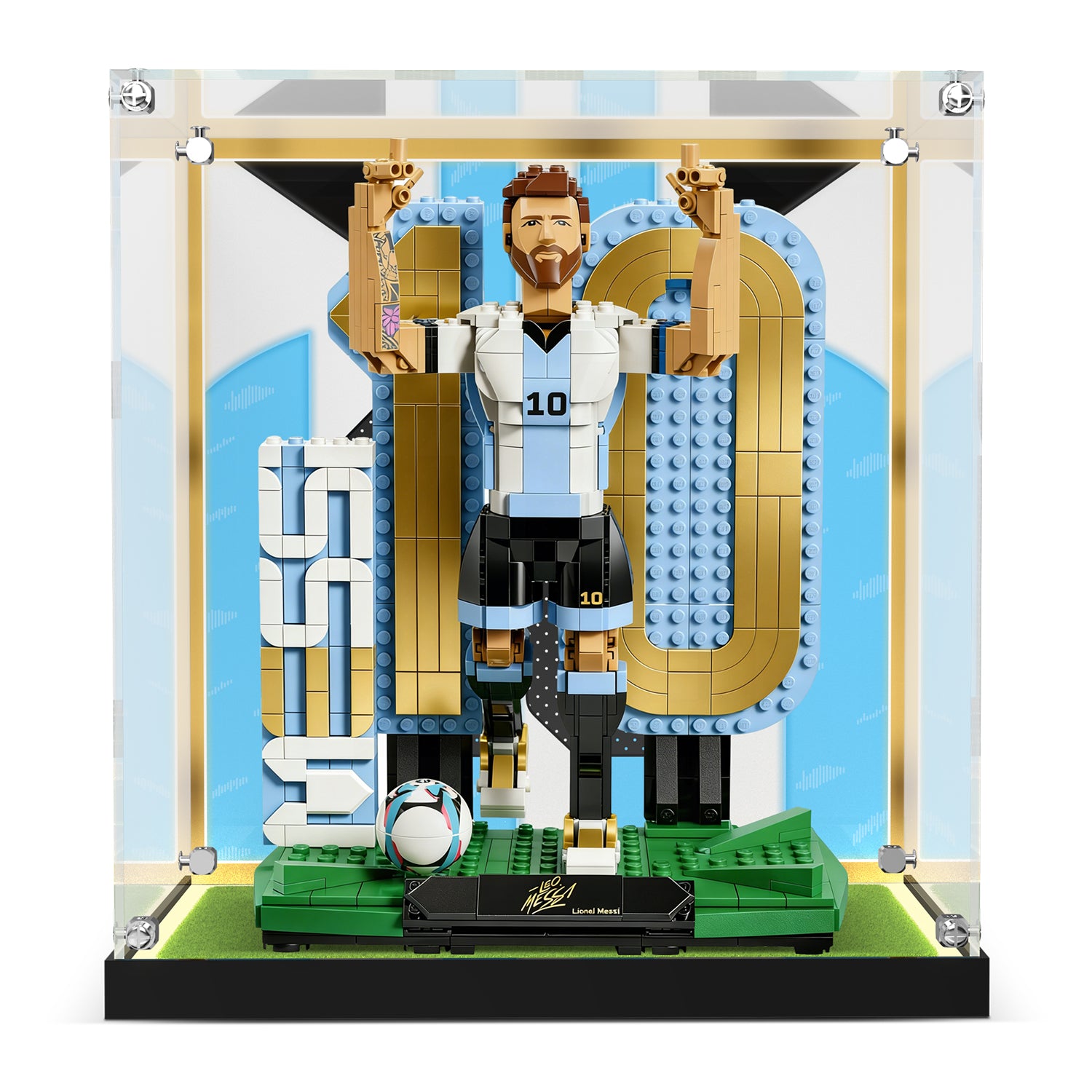 LED Light Acrylic Display Case for LEGO® Editions 43015 Lionel Messi – Football Legend (LEGO® Set NOT Included)