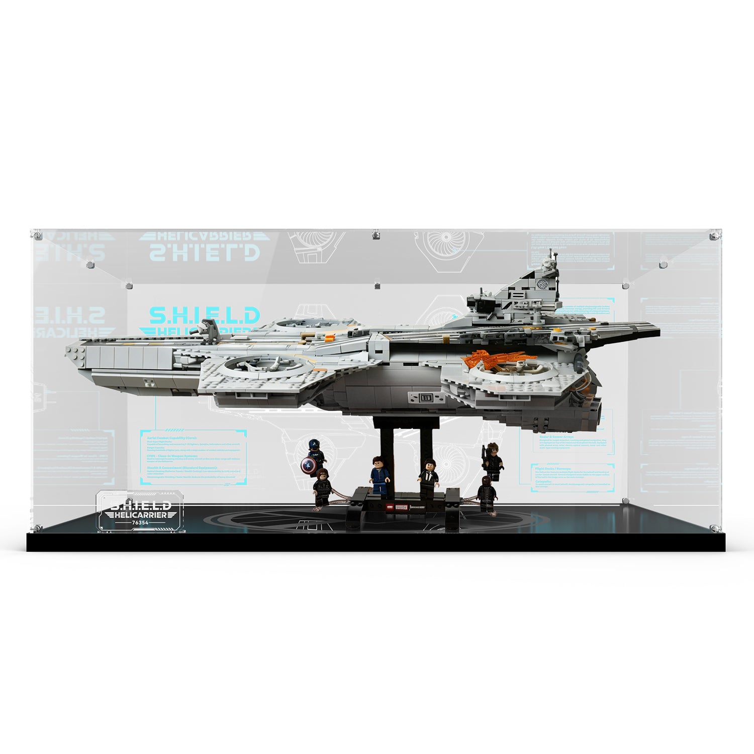 LED Light Acrylic Display Case for LEGO® Marvel 76354 S.H.I.E.L.D. Helicarrier (LEGO® Set Not Included).