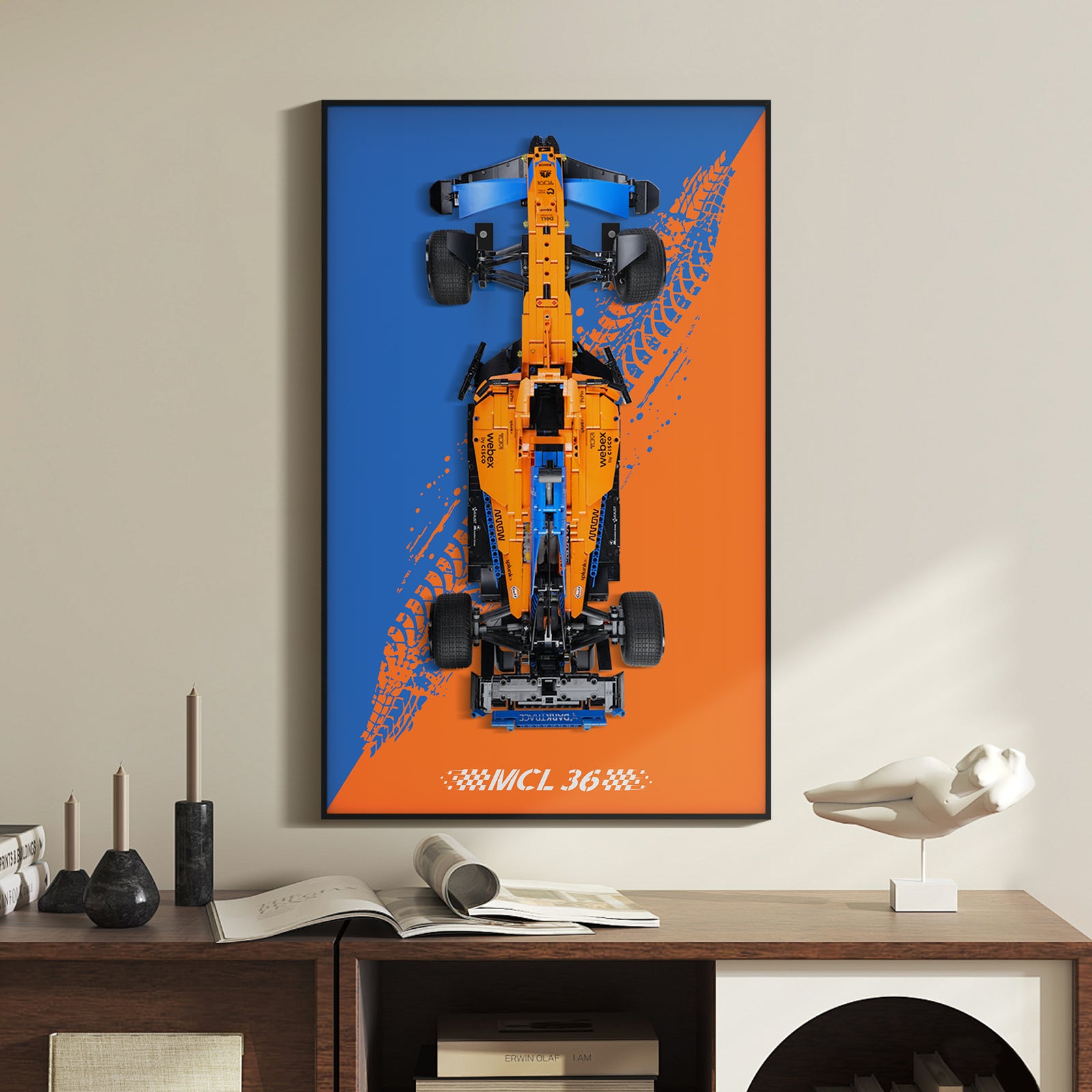 LED-beleuchtete Acryl-Wandhalterung für LEGO® 42141 Technic McLaren Formel1 2022 Nachbau F1-Rennwagen (LEGO-Set nicht enthalten)