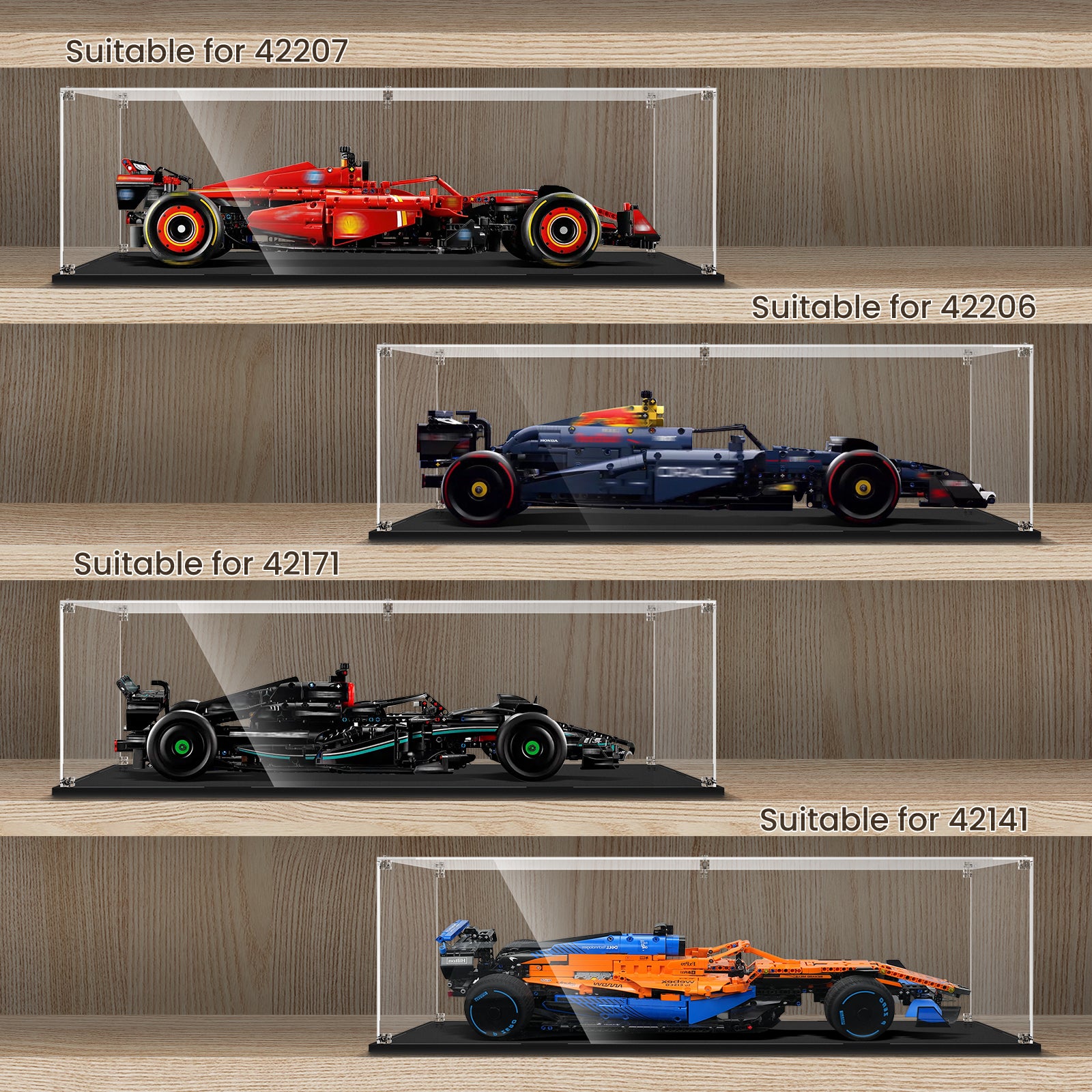 Universal Acrylic Display Case for Lego F1 Car - 42206, 42207, 42141 or 42171 (Box Only, No Model)