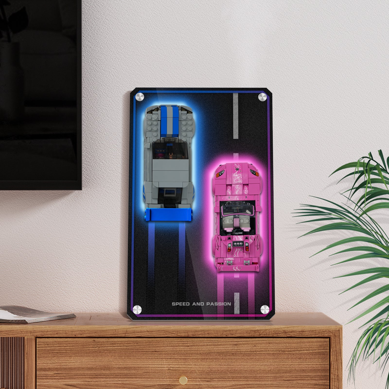 Acrylic Display Wall Mount for LEGO 77241 & 76917 Speed Champions: 2 Fast 2 Furious (Honda S2000 & Nissan Skyline GT-R R34) (LEGO Set Not Included)