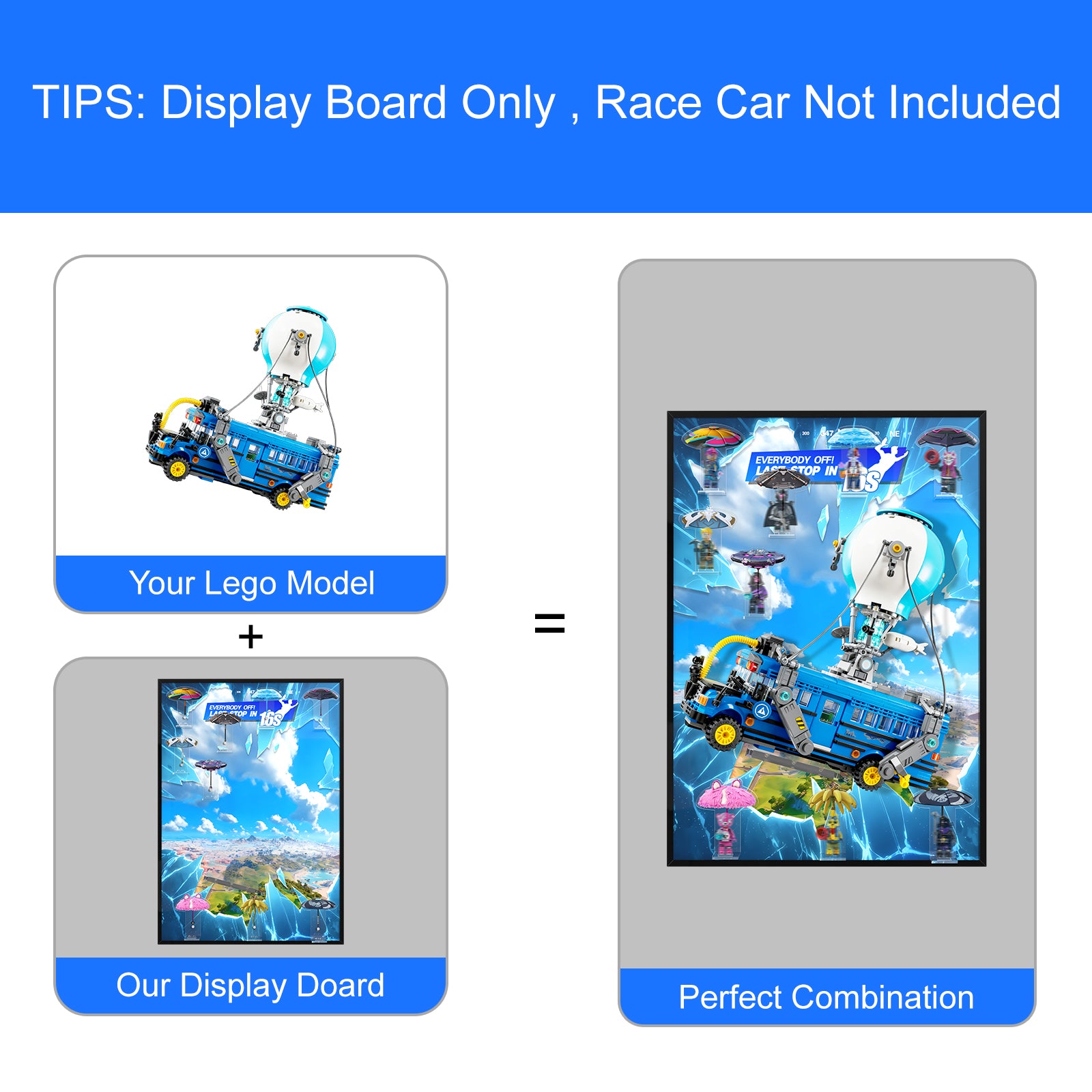 Acrylic Display Wall Mount for LEGO® Fortnite 77073 Battle Bus (LEGO® Set NOT Included/USA CLEARANCE SALE)