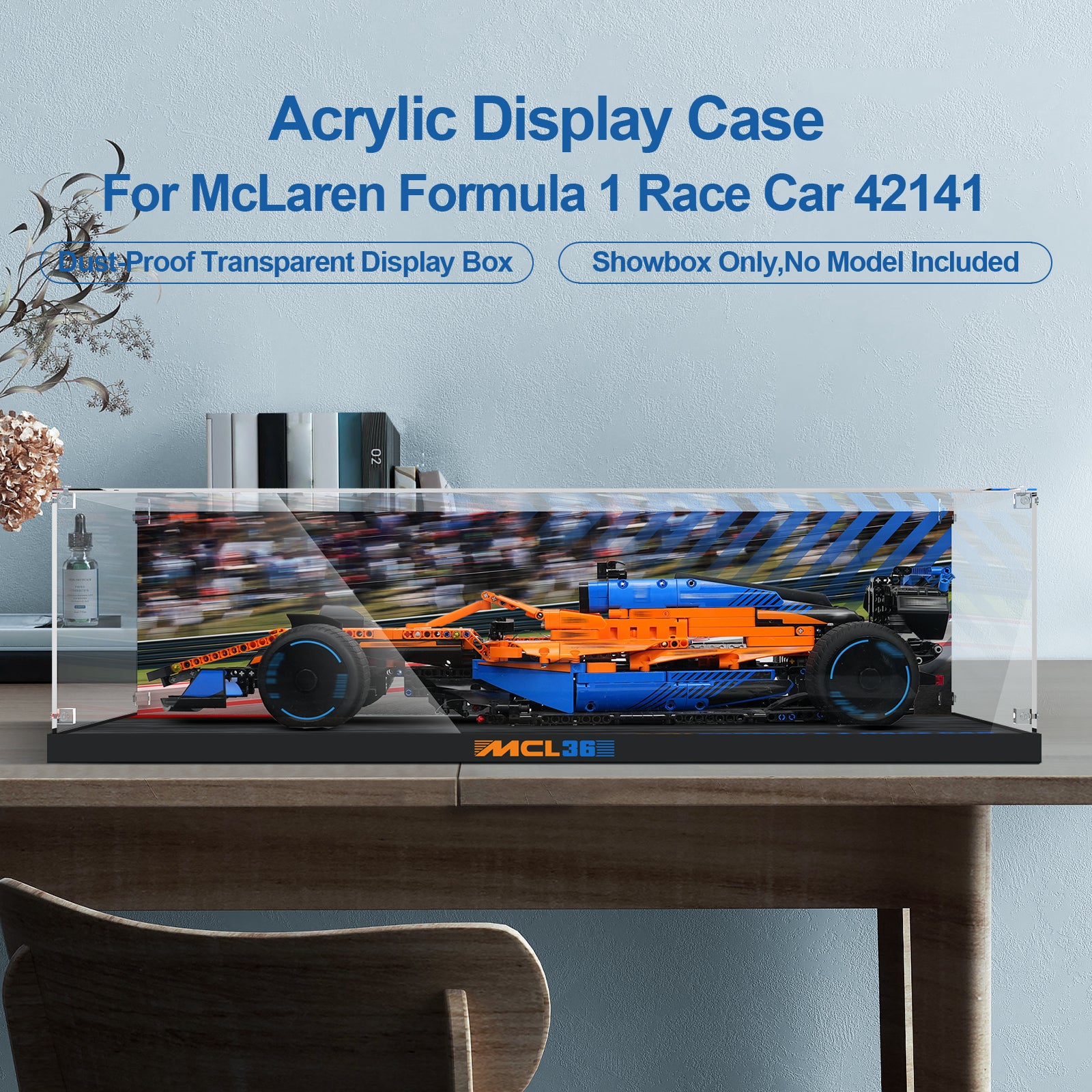 Acrylic Display Case for Lego 42141 McLaren Formula 1 Race Car (Lego Set Not Included)