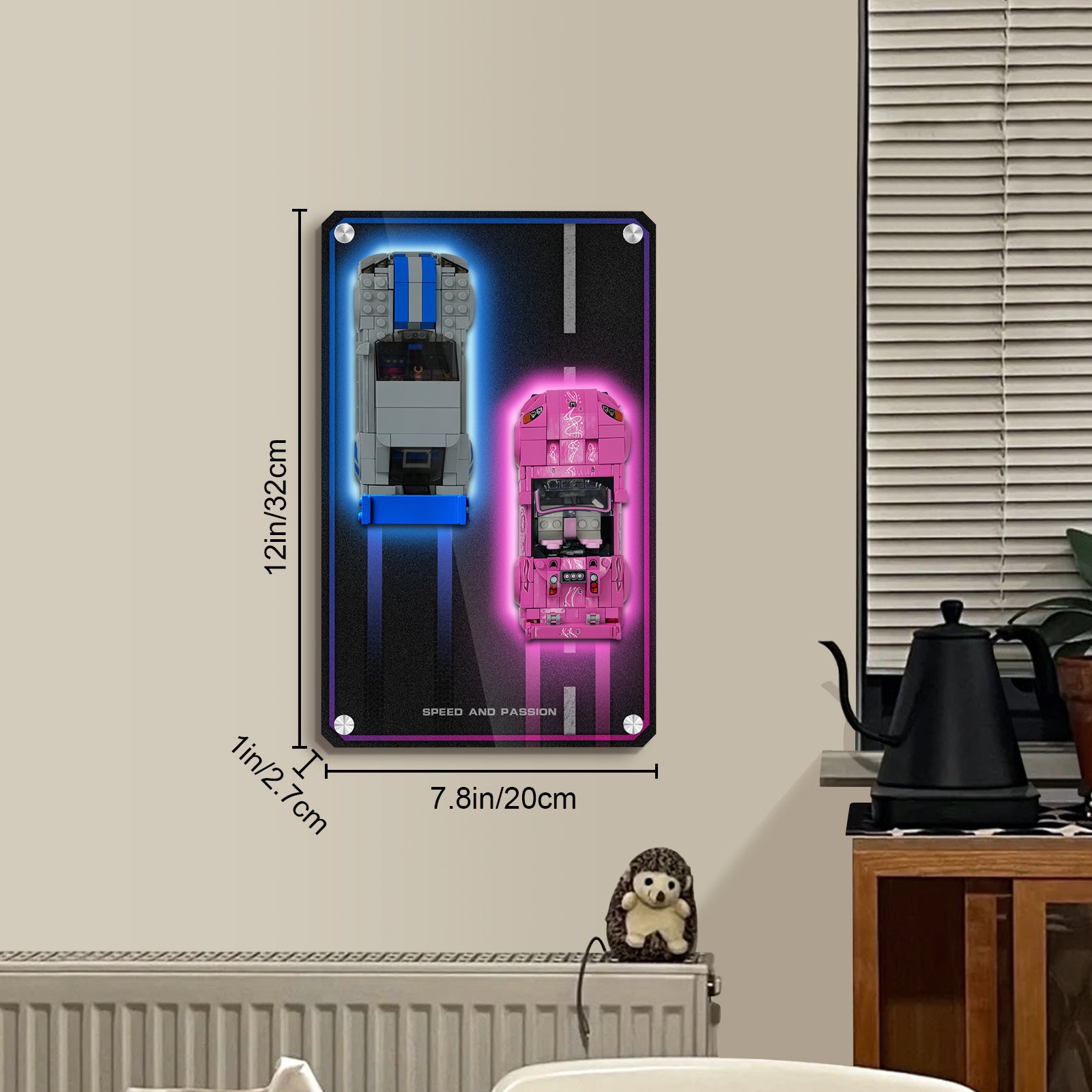 Acrylic Display Wall Mount for LEGO® 77241 & 76917 Speed Champions: 2 Fast 2 Furious (Honda S2000 & Nissan Skyline GT-R R34) (LEGO Set Not Included)