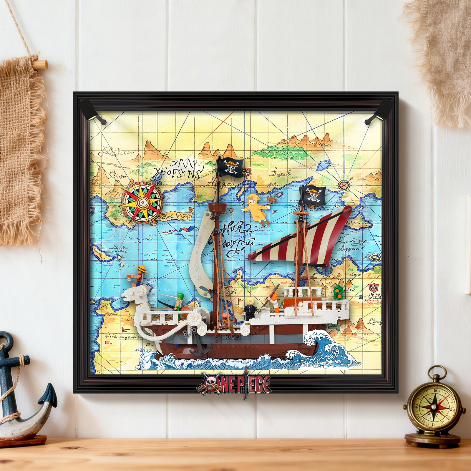 LED Light Acrylic Display Wall Mount for LEGO® One Piece 75639 The Going Merry Pirate Ship (LEGO® Set NOT Include)