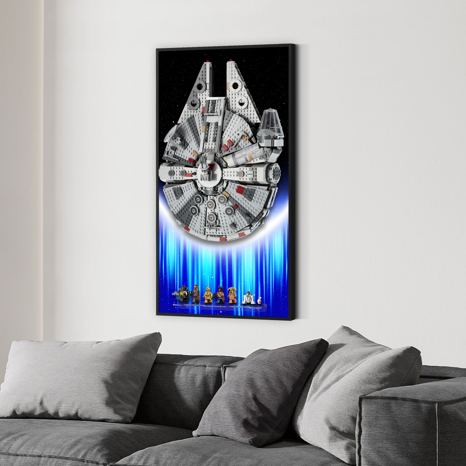 Display Wall Mount for Lego 75257/75389  Star Wars Millennium Falcon/Dark Falcon (1353 Pieces) (Lego set Not Included)
