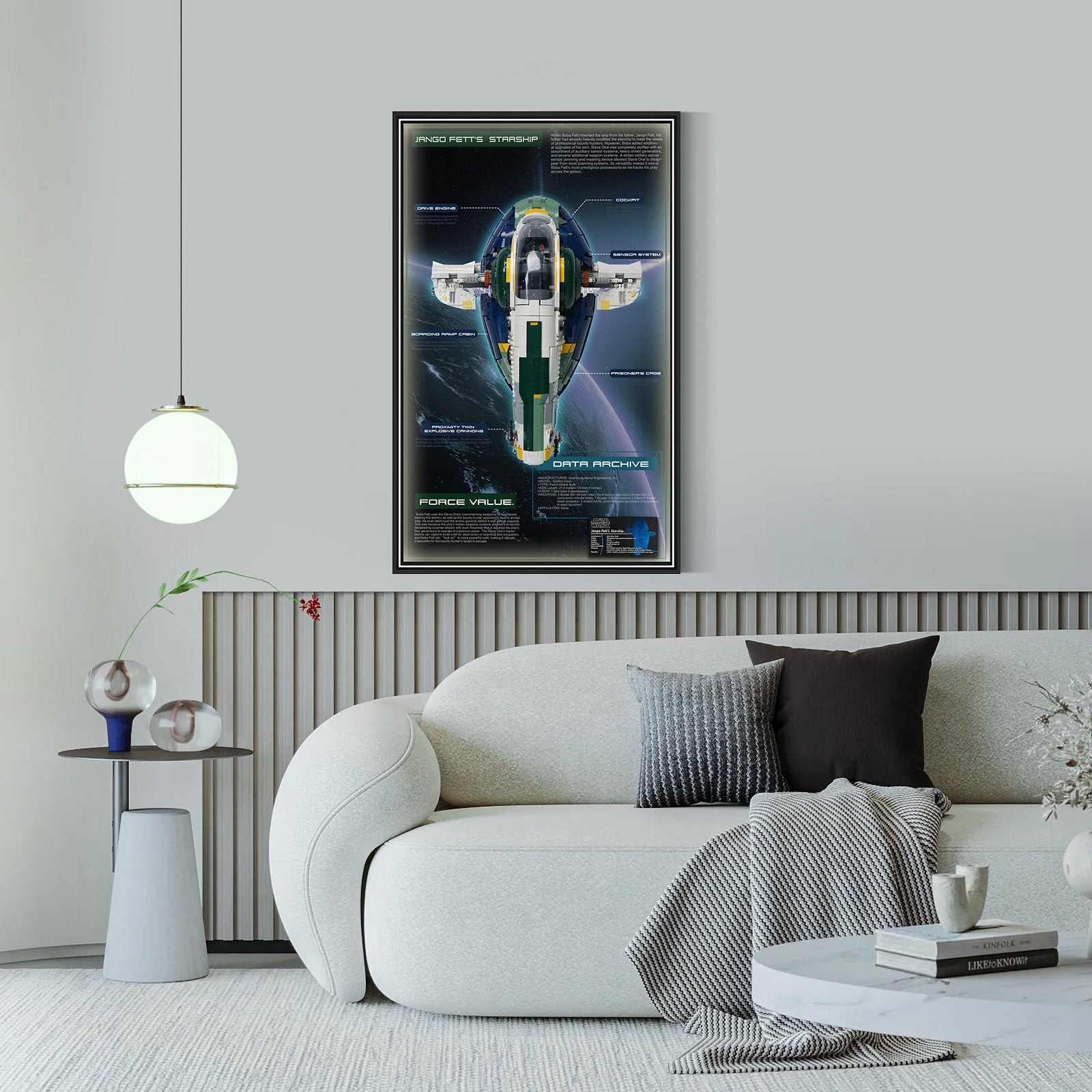 LED Light Display Wall Mount for Lego 75409 Star Wars Jango Fett's Firespray-Class Starship (Lego Set Not Included)