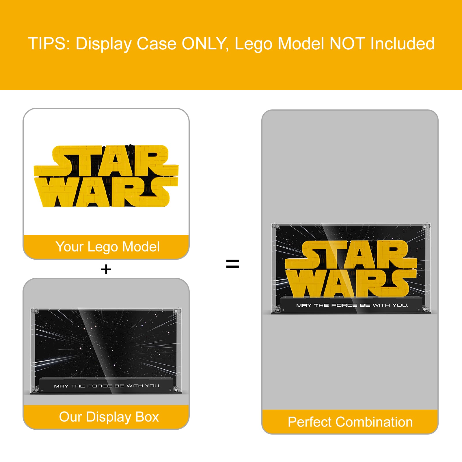 【Acrylic Display Case】for Lego Star Wars 75407 Brick-Built Star Wars Logo (ONLY Box, NOT Model)