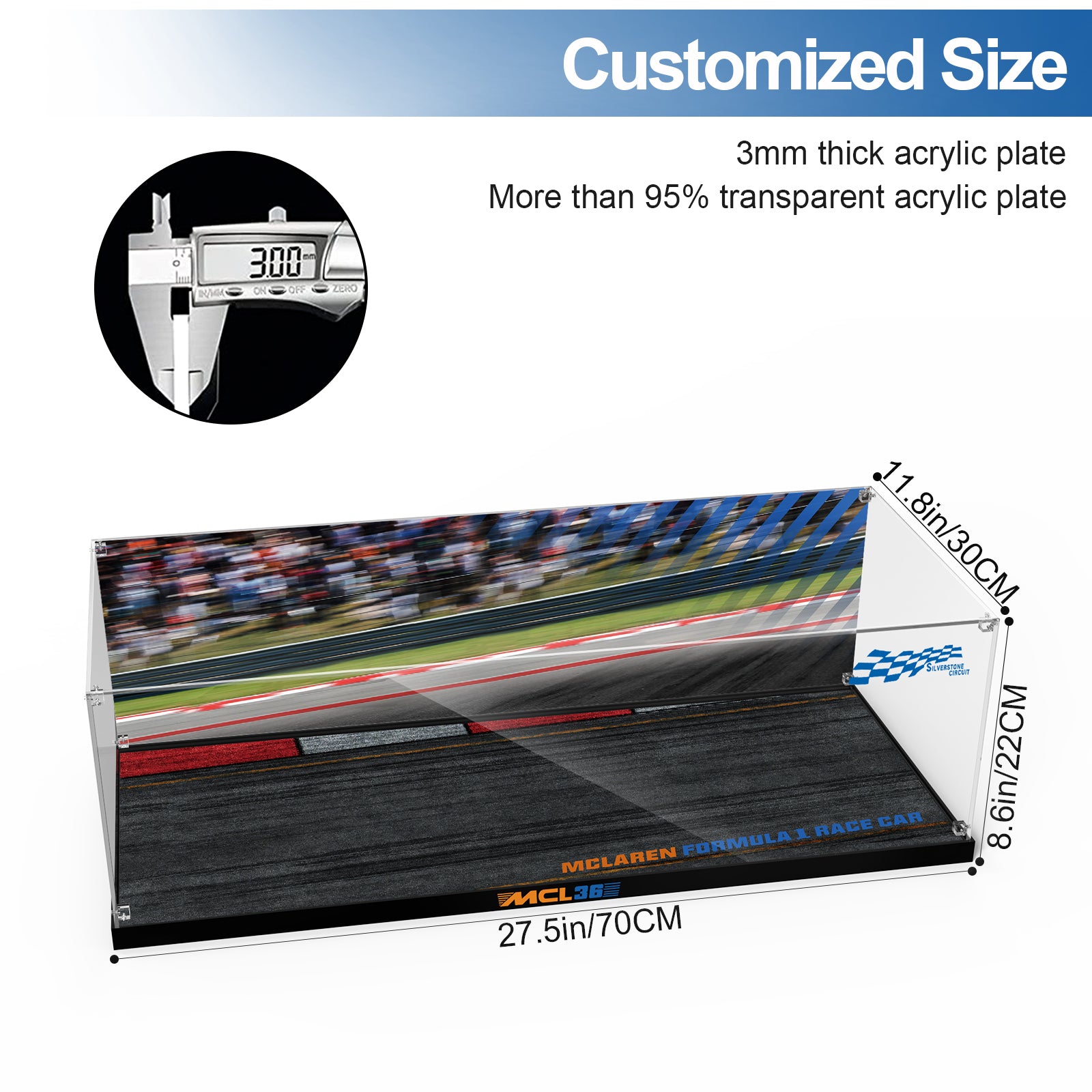 Acrylic Display Case for Lego 42141 McLaren Formula 1 Race Car (Lego Set Not Included)