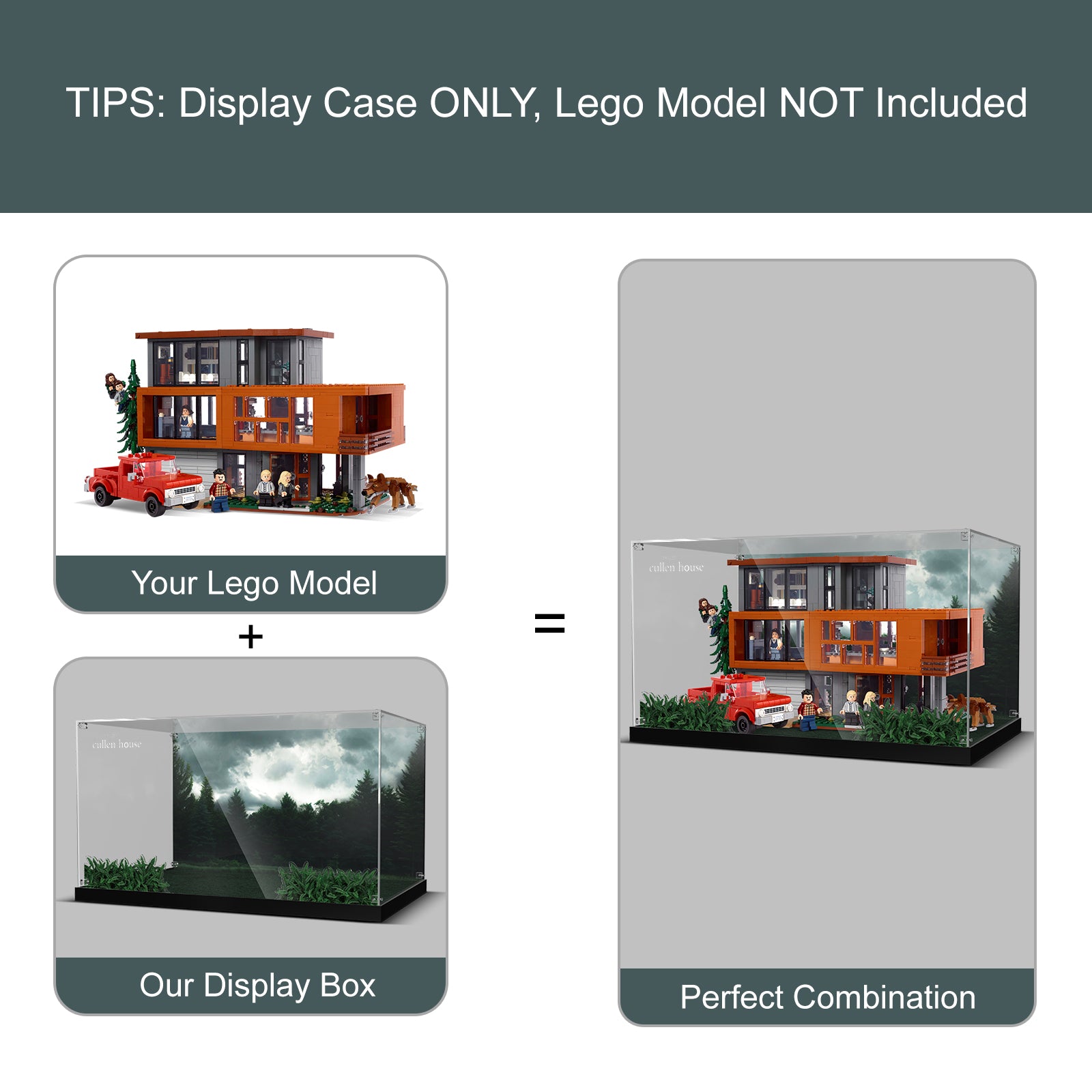 Acrylic Display Case for Lego Twilight The Cullen House 21354 (Box Only, No Model)