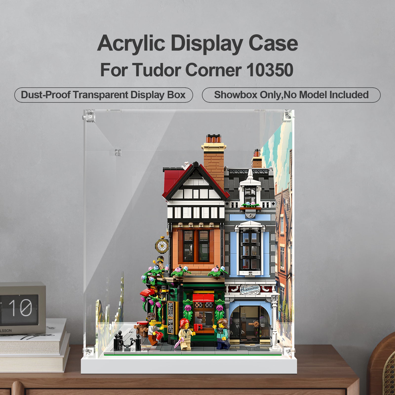 Acrylic Display Case for Lego 10350 Tudor Corner Building Set (Lego Set Not Included)