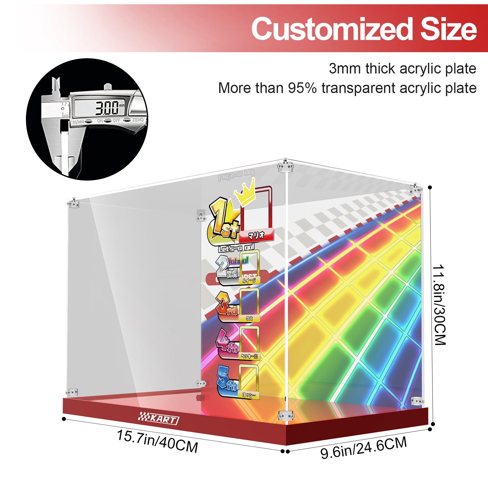 Acrylic Display Case for Lego 72037 Mario Kart – Mario & Standard Kart (Lego Set NOT Include)