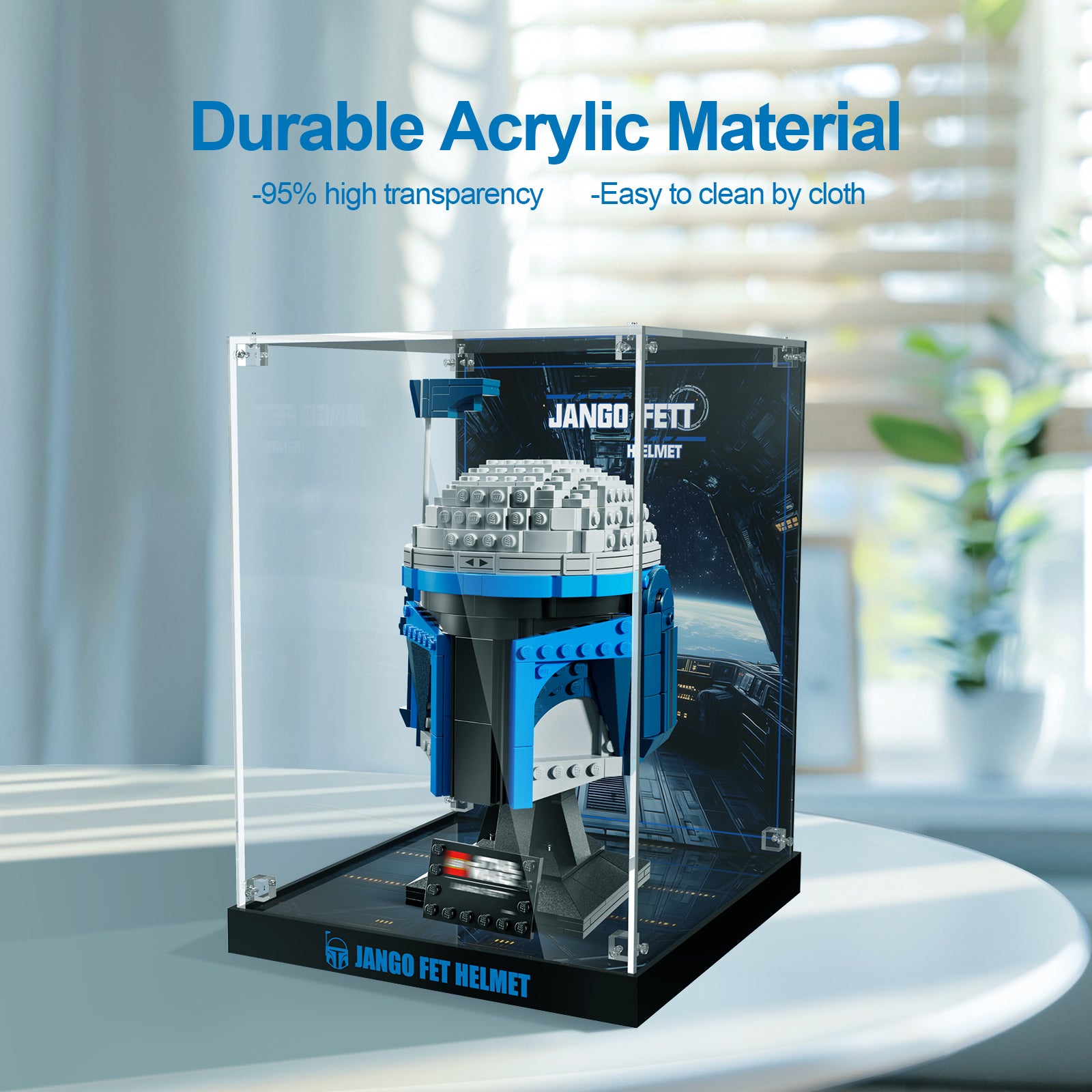 Acrylic Display Case for Lego 75408 Jango Fett Helmet Building Set (Lego Set Not Included)