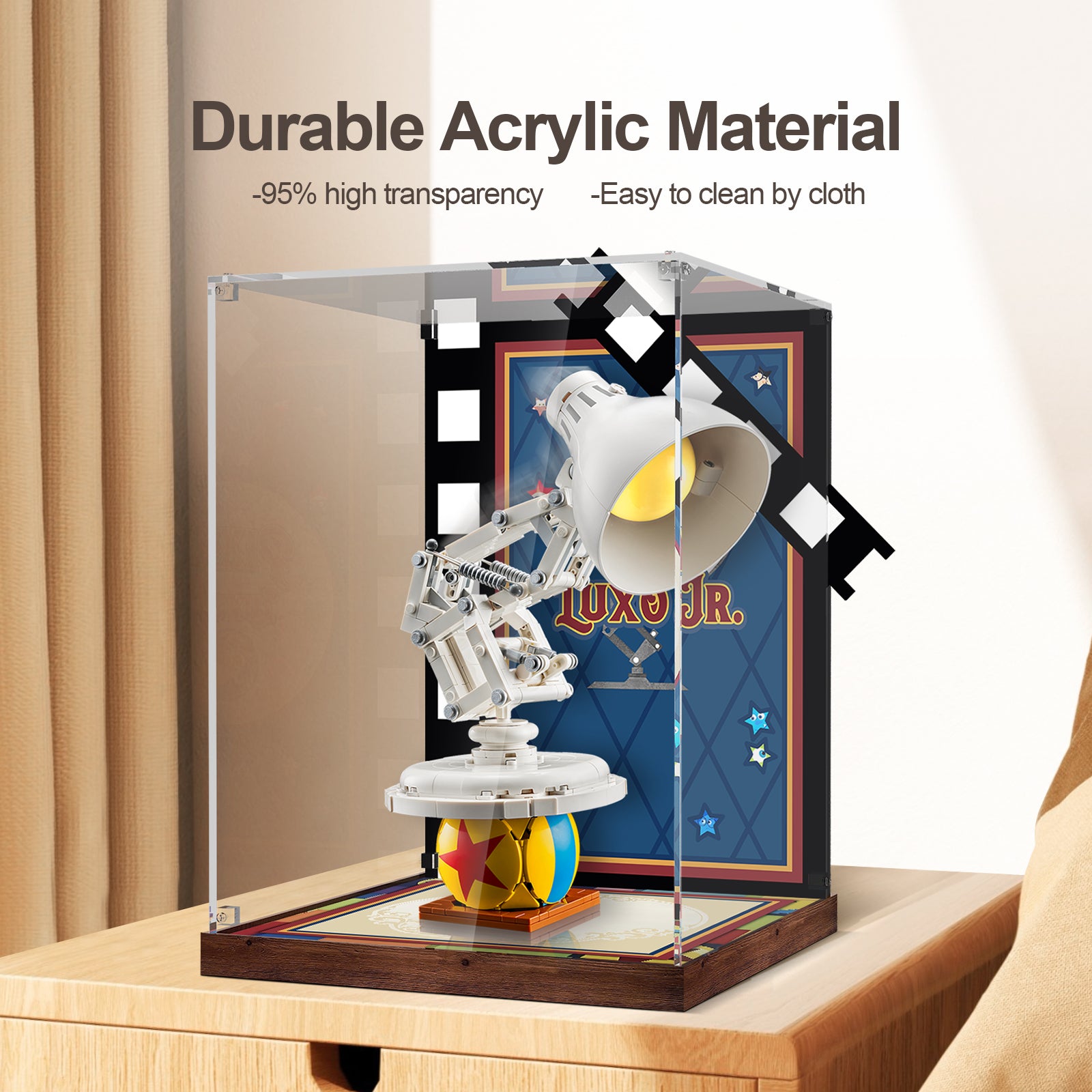 Acrylic Display Case for Lego 21357 Pixar Luxo Jr. Lamp (Lego Set Not Included)