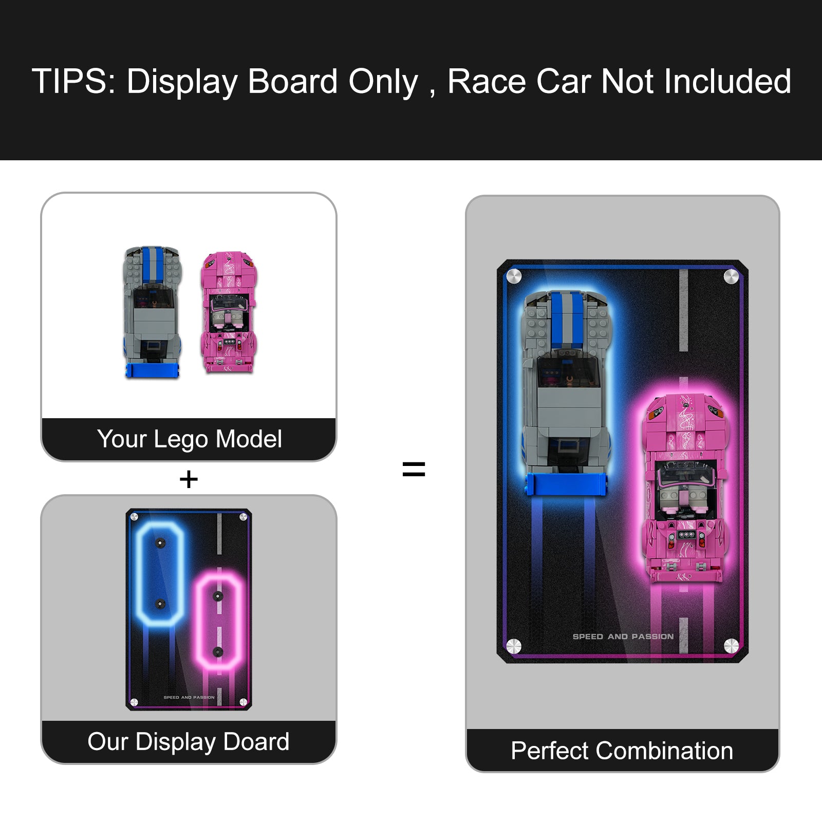 Acrylic Display Wall Mount for LEGO® 77241 & 76917 Speed Champions: 2 Fast 2 Furious (Honda S2000 & Nissan Skyline GT-R R34) (LEGO Set Not Included)